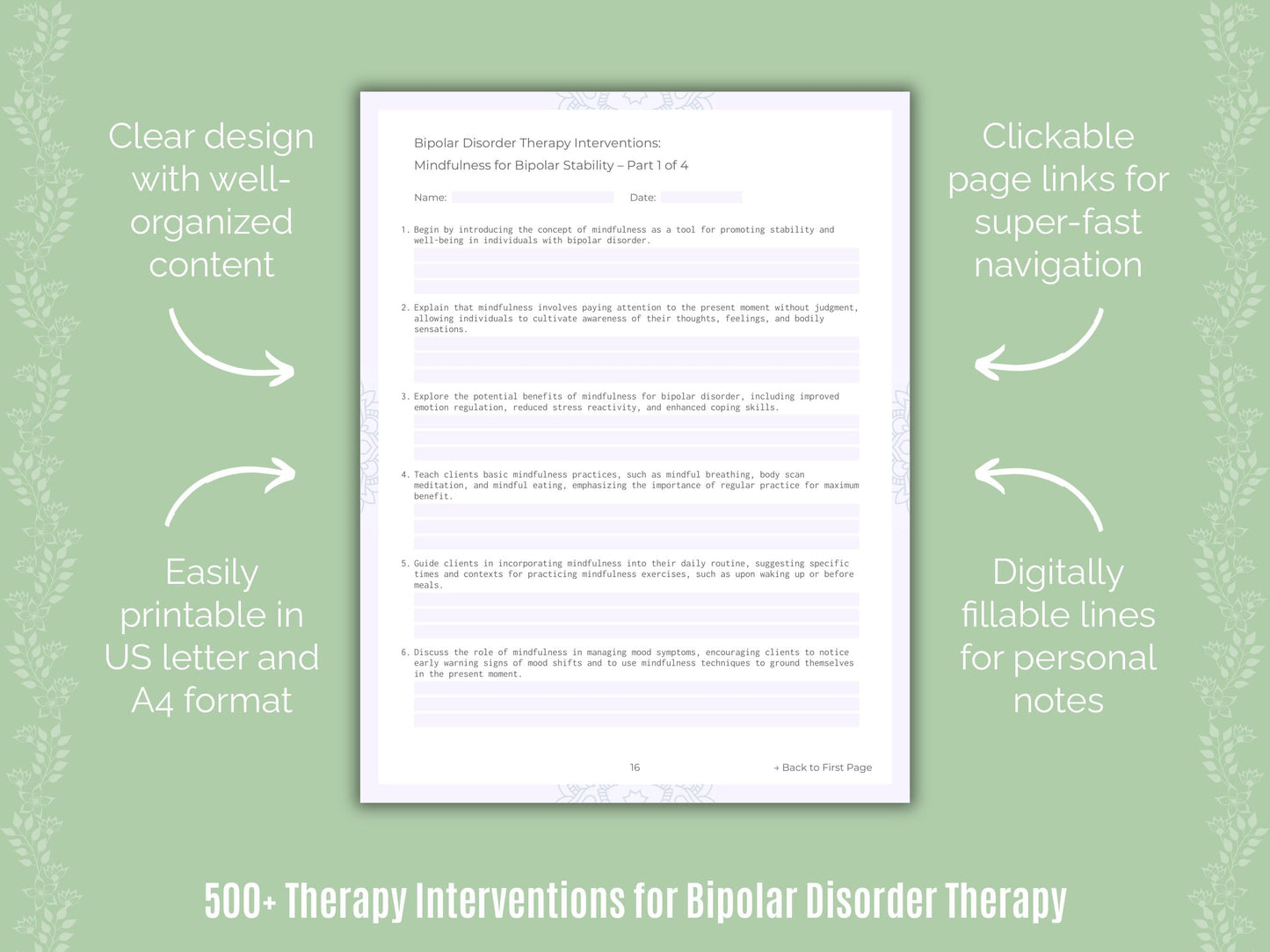 Bipolar Disorder Therapy Counseling Templates