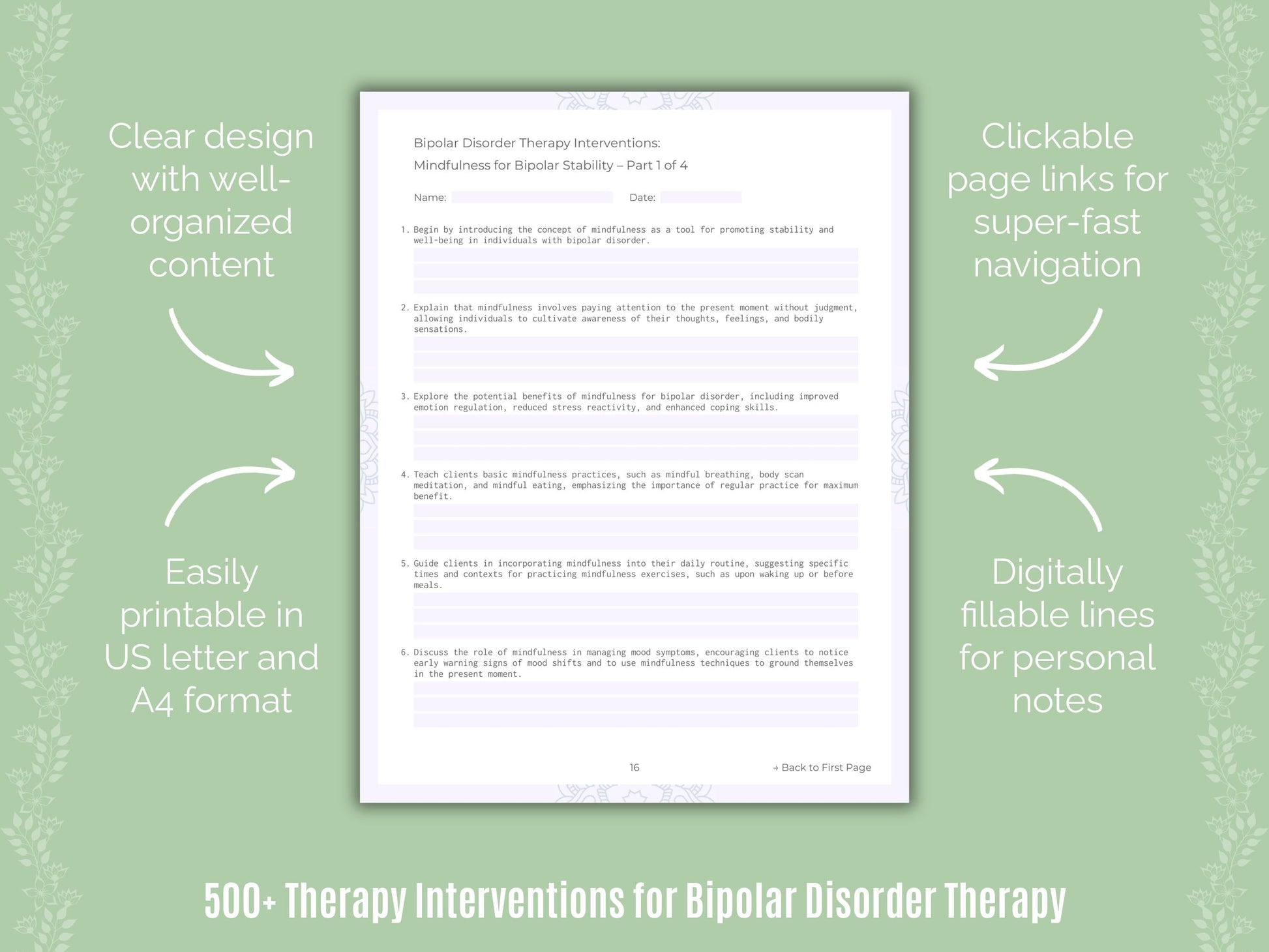 Bipolar Disorder Therapy Counseling Templates