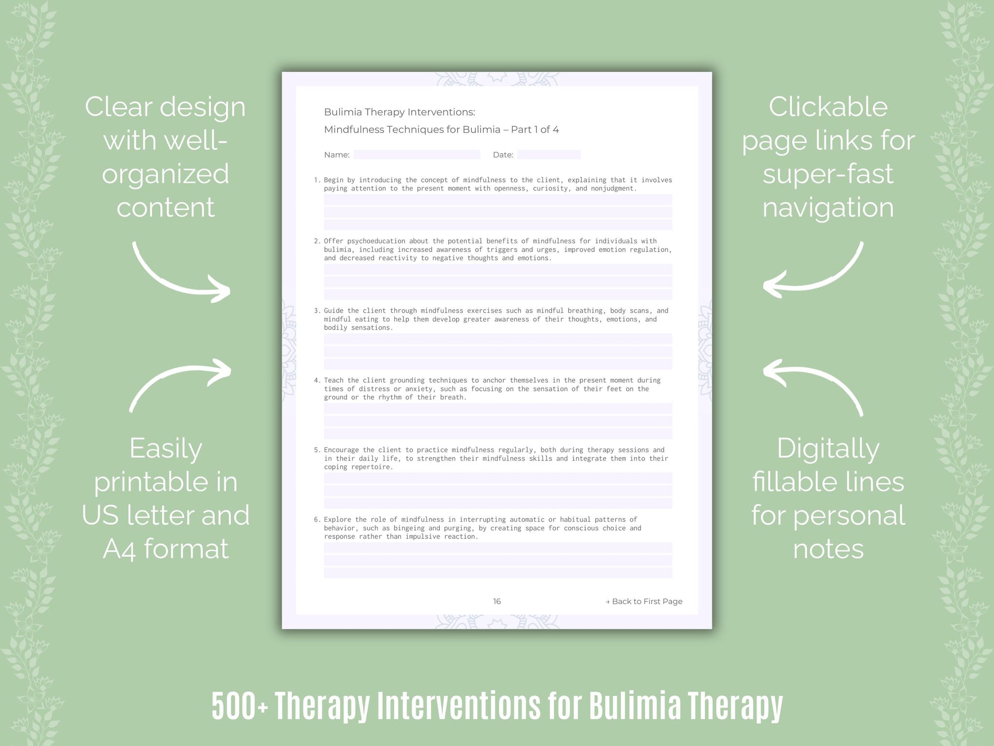 Bulimia Therapy Counseling Templates