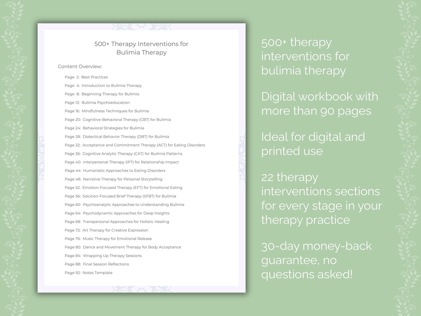 Bulimia Therapy Therapist Worksheets