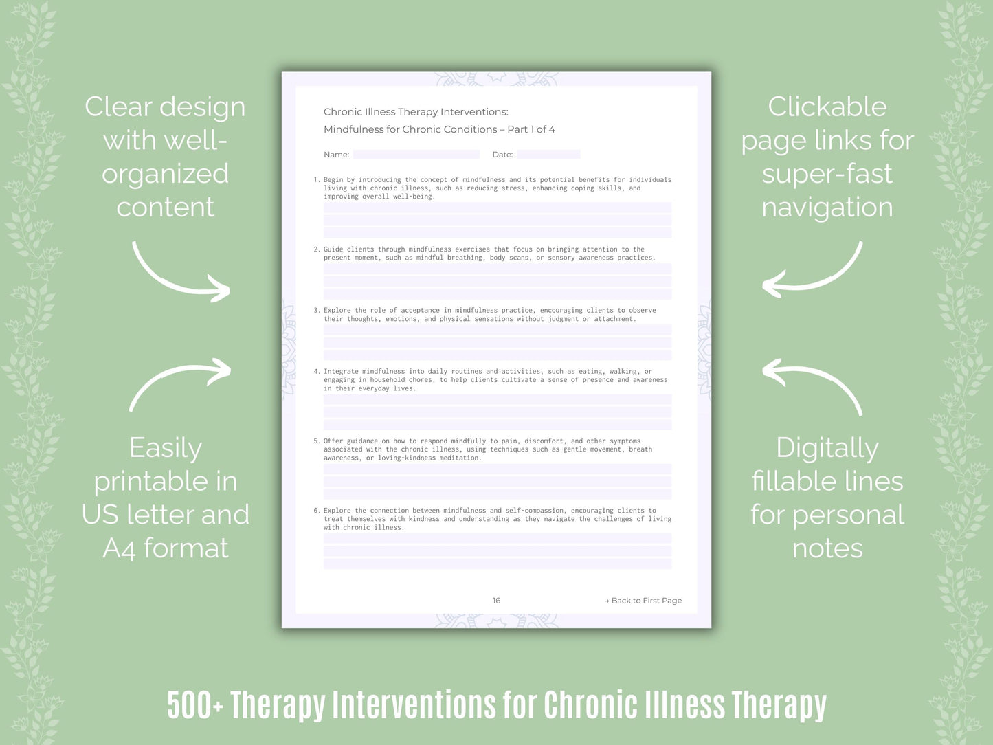 Chronic Illness Therapy Counseling Templates