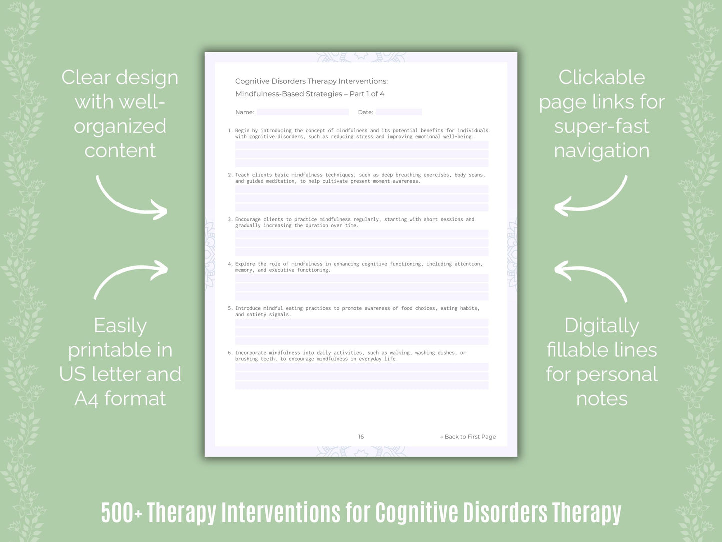 Cognitive Disorders Therapy Counseling Templates