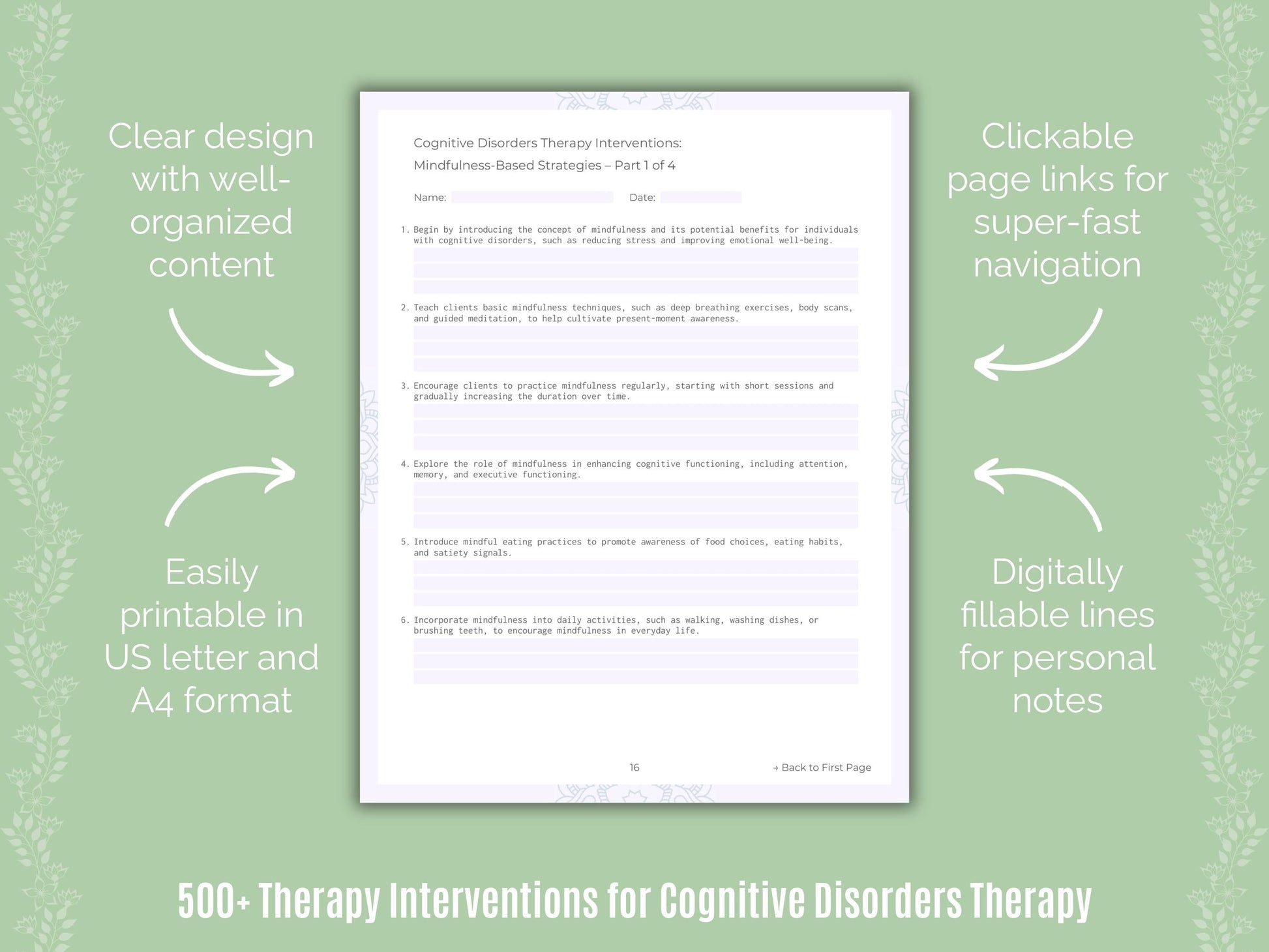 Cognitive Disorders Therapy Counseling Templates