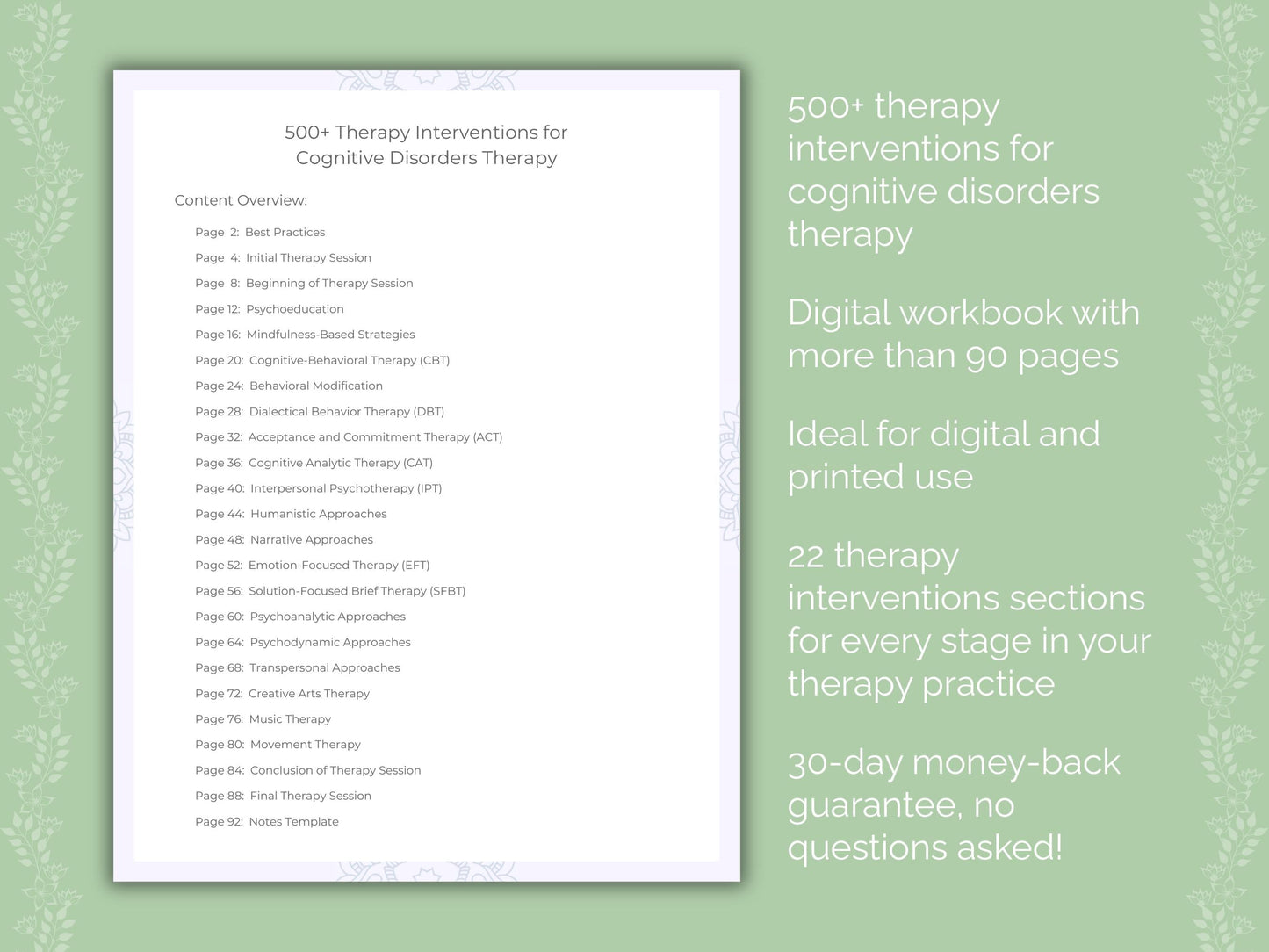 Cognitive Disorders Therapy Therapist Worksheets