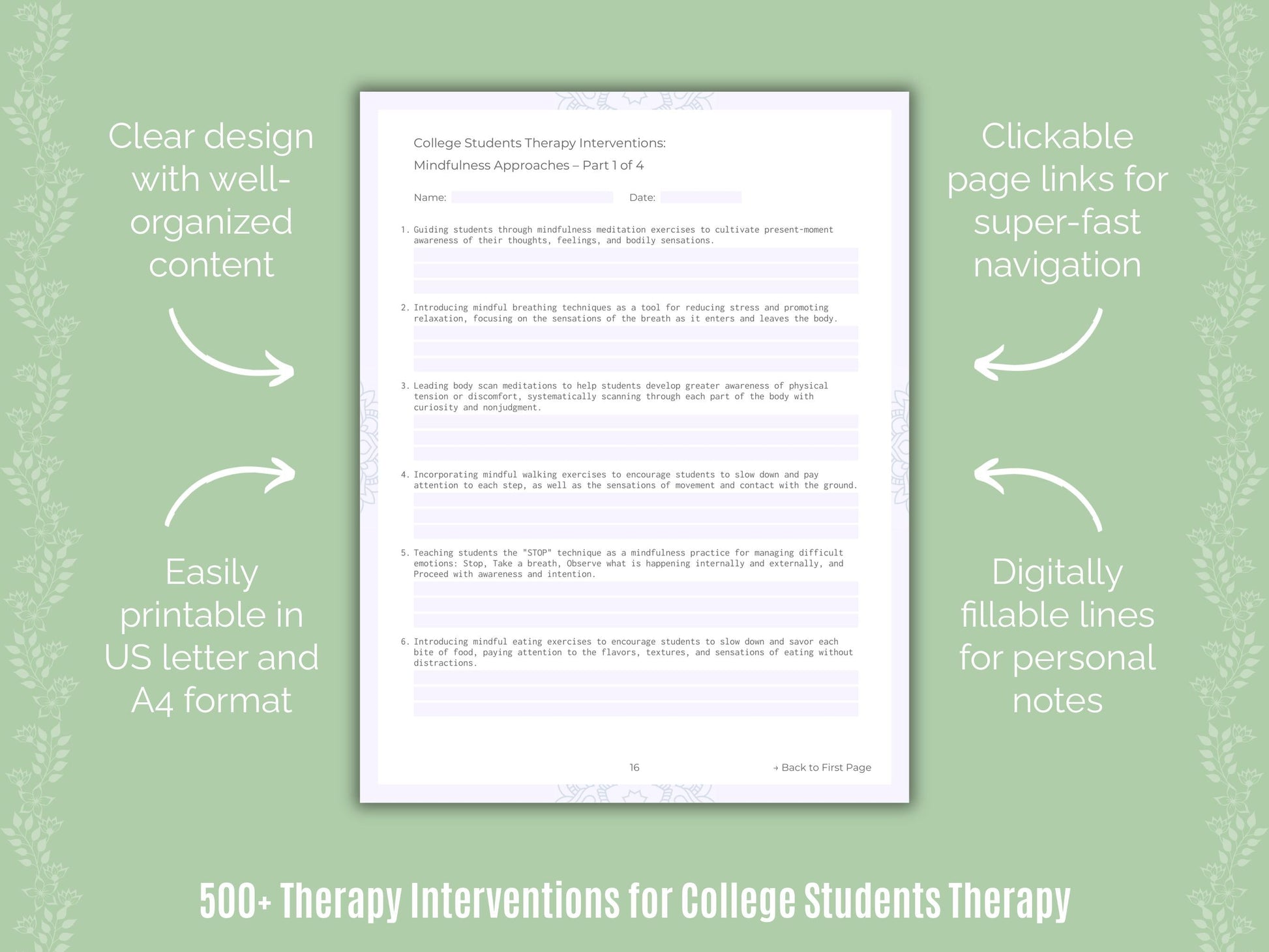 College Students Therapy Counseling Templates