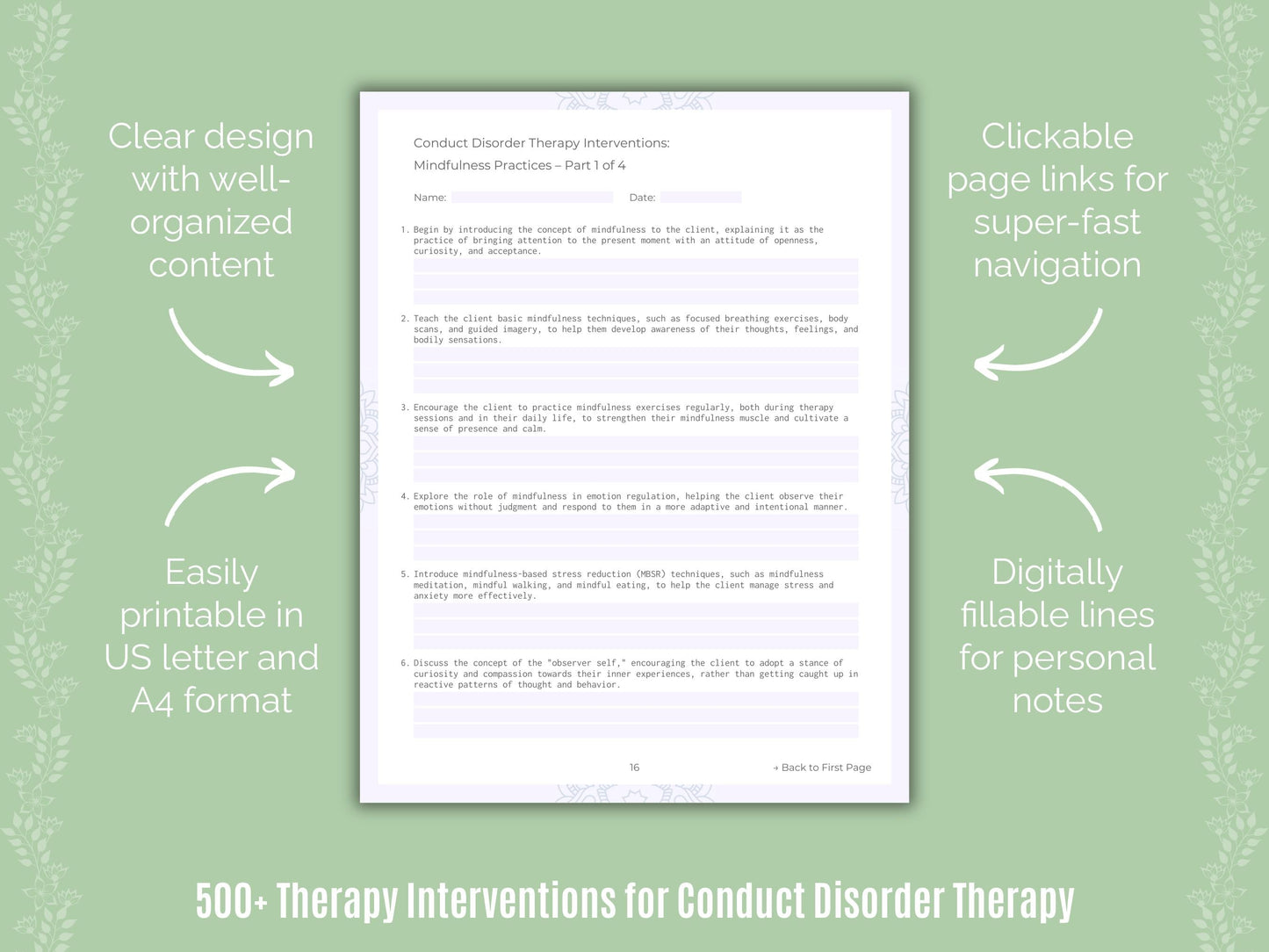 Conduct Disorder Therapy Counseling Templates