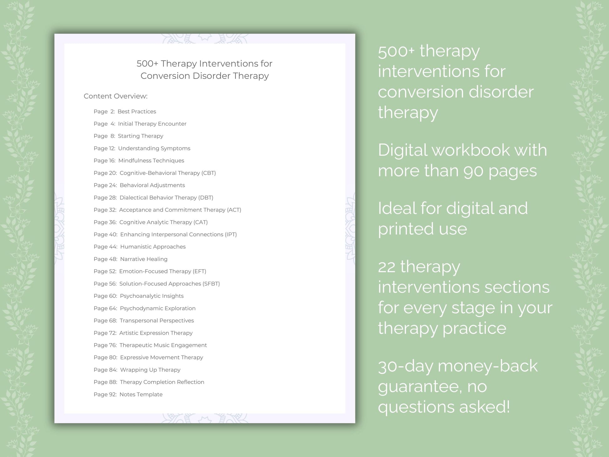 Conversion Disorder Therapy Therapist Worksheets