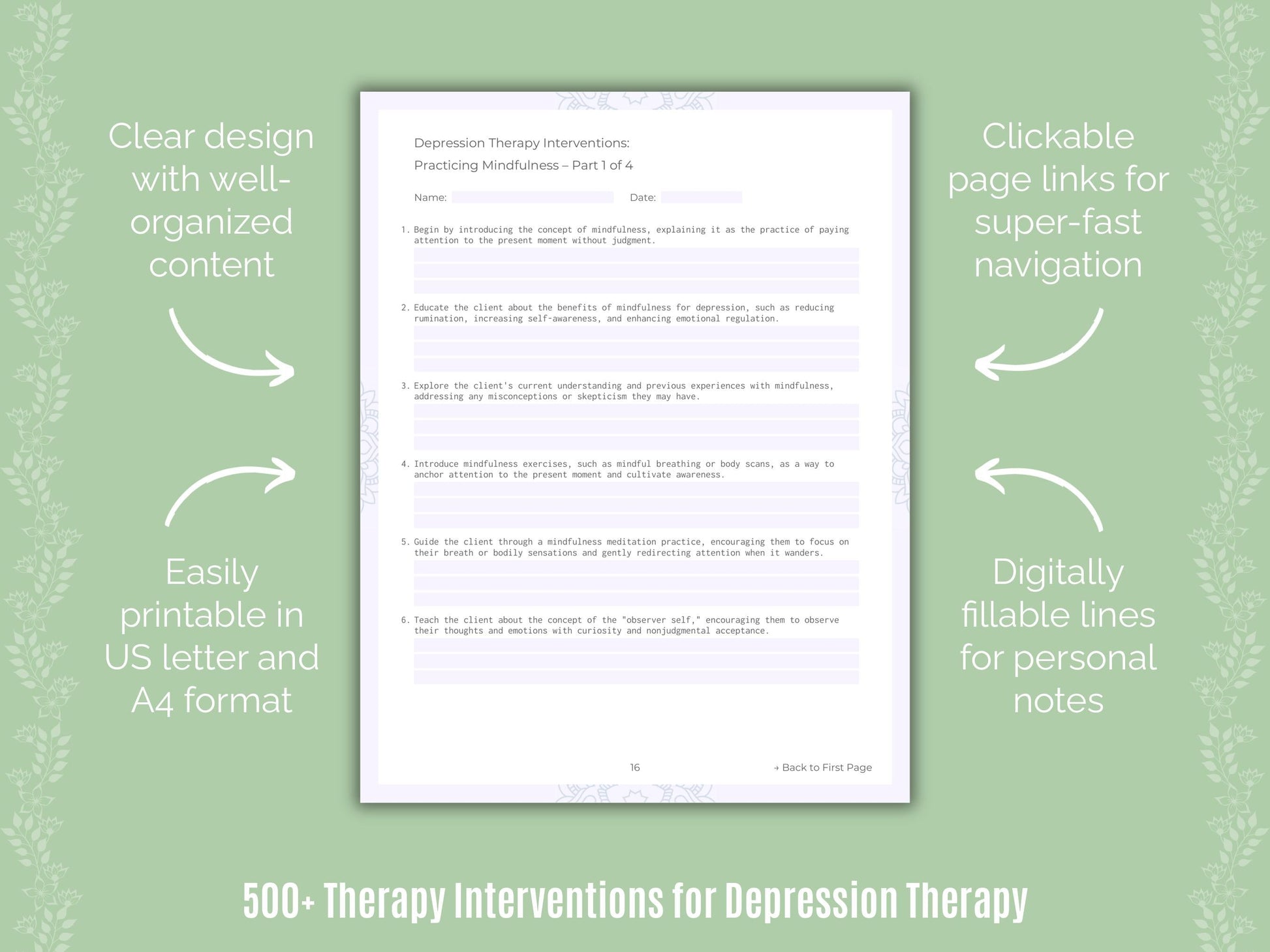 Depression Therapy Counseling Templates