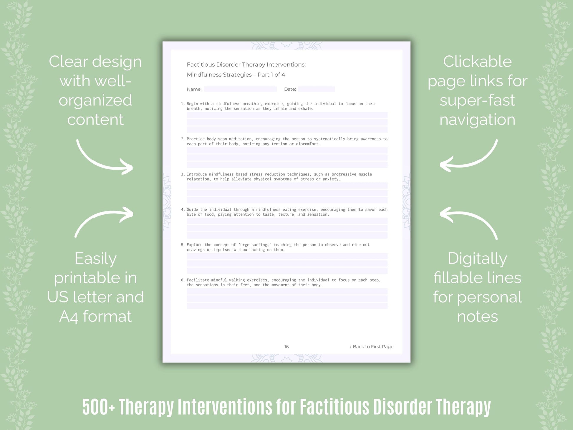 Factitious Disorder Therapy Counseling Templates