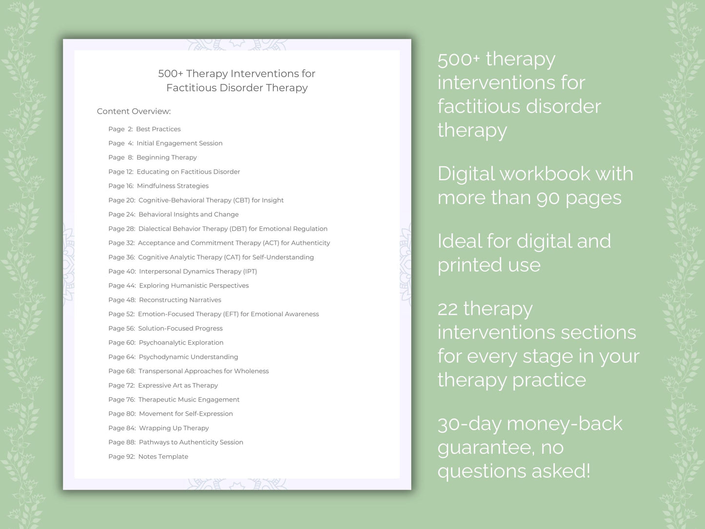 Factitious Disorder Therapy Therapist Worksheets