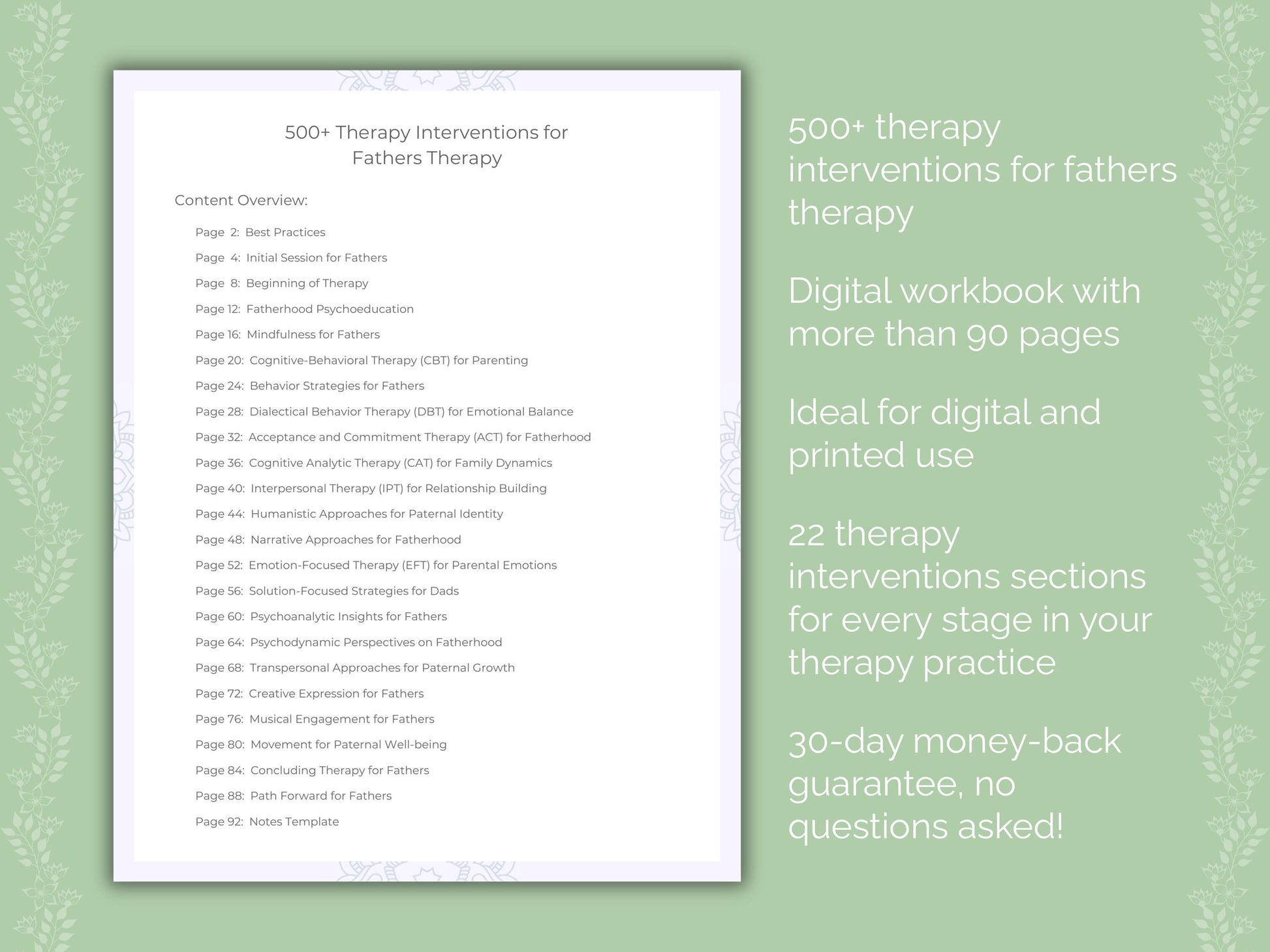 Fathers Therapy Therapist Worksheets