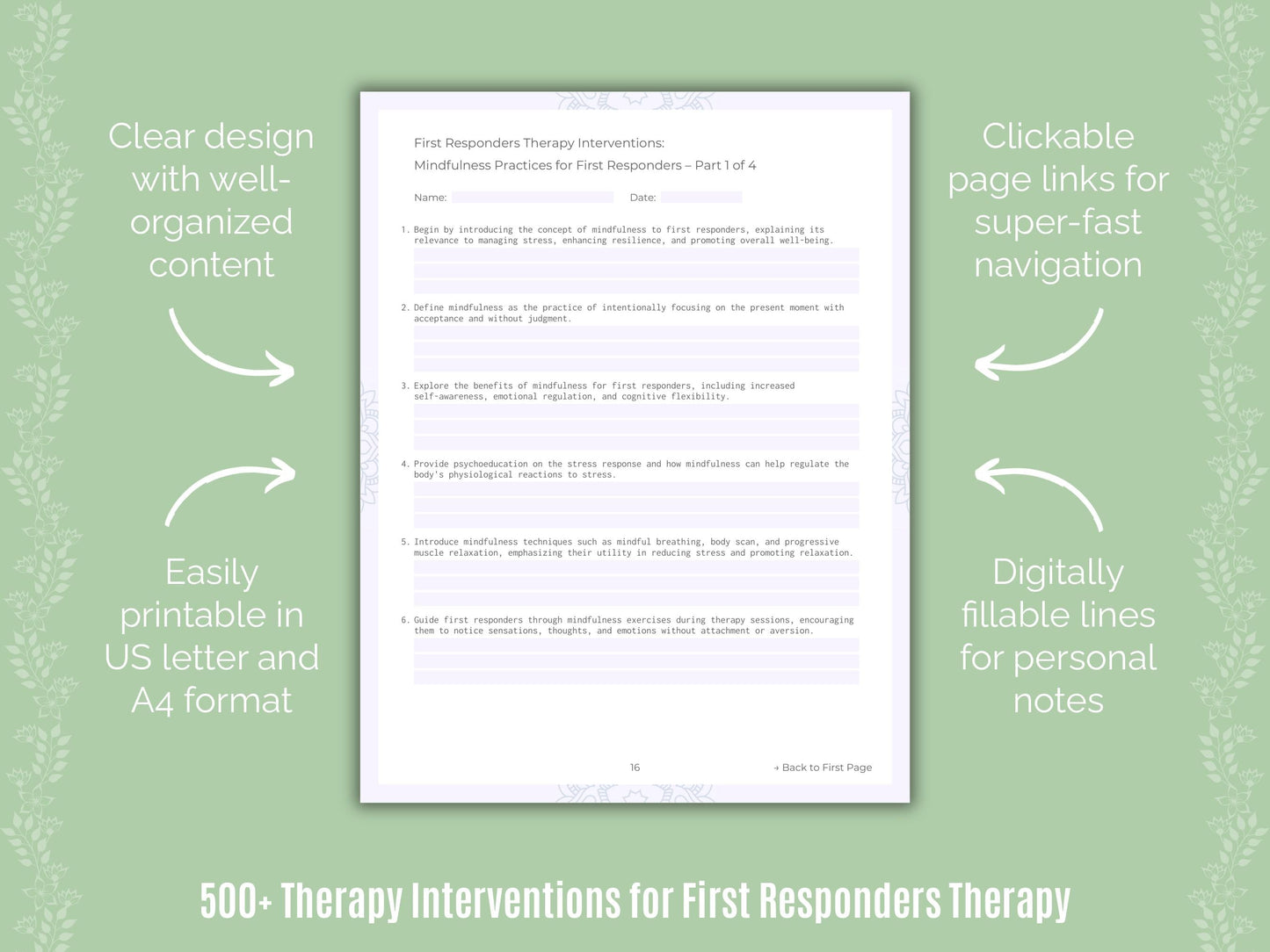 First Responders Therapy Counseling Templates