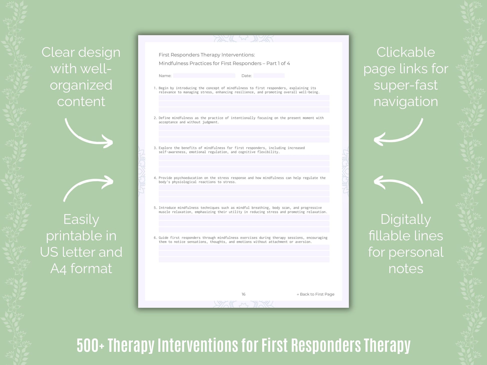 First Responders Therapy Counseling Templates