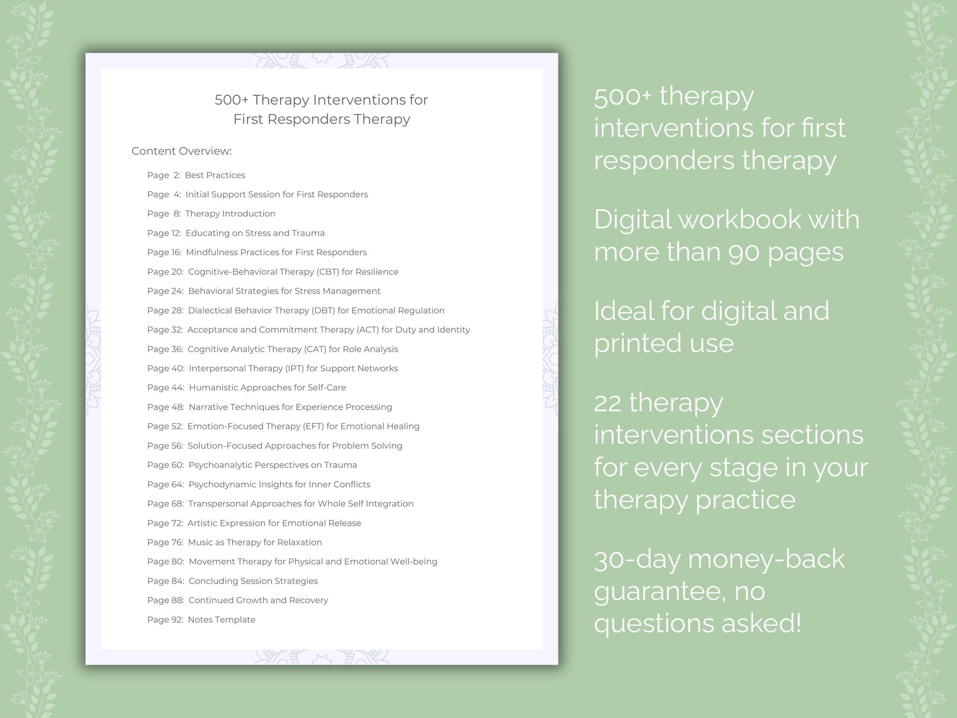 First Responders Therapy Therapist Worksheets