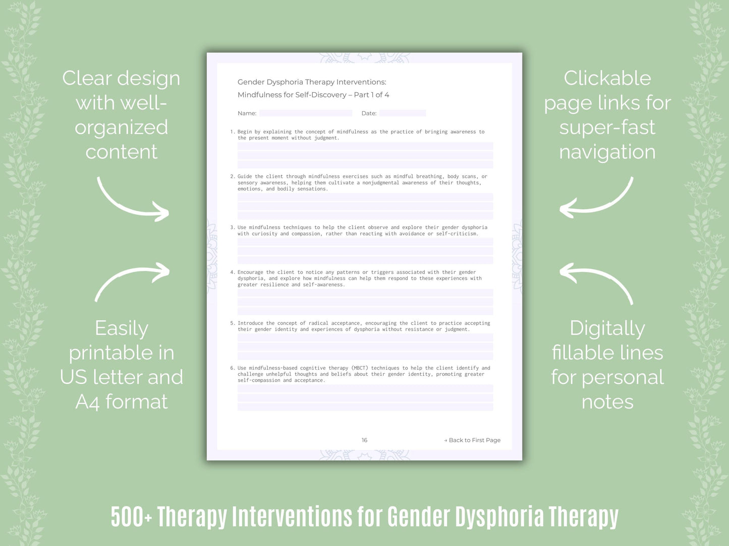 Gender Dysphoria Therapy Counseling Templates