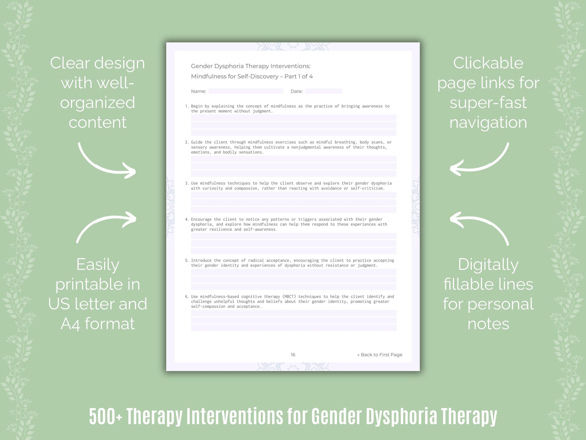 Gender Dysphoria Therapy Counseling Templates