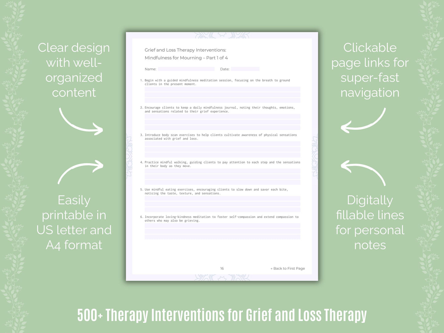 Grief and Loss Therapy Counseling Templates