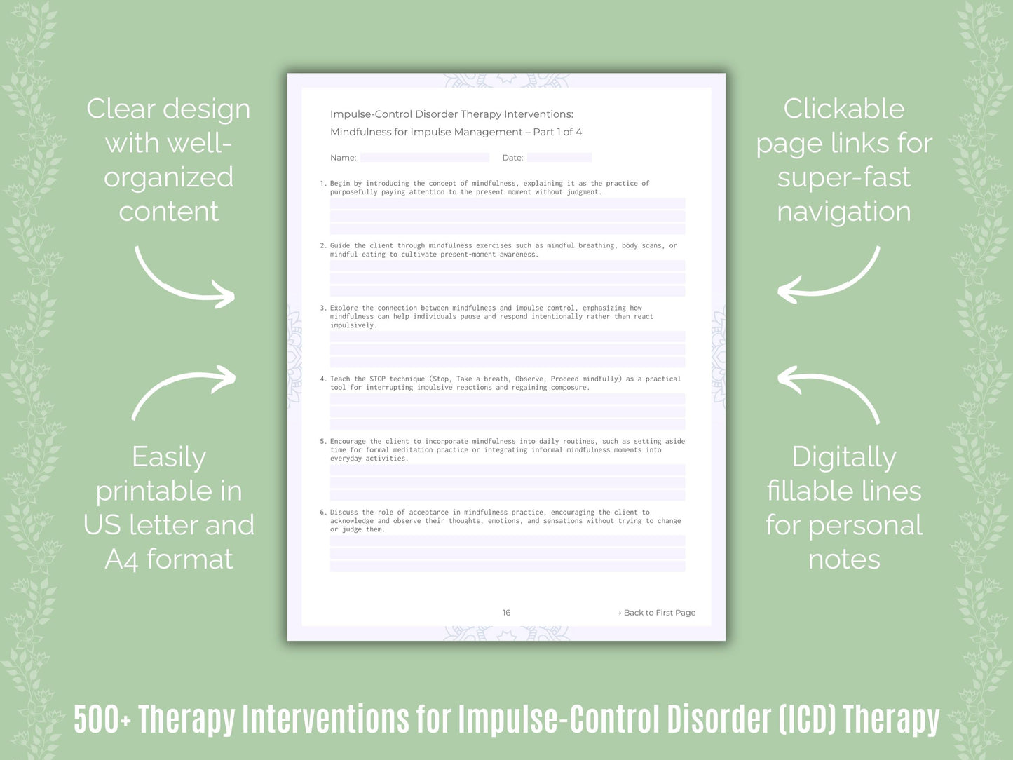 Impulse-Control Disorder (ICD) Therapy Counseling Templates