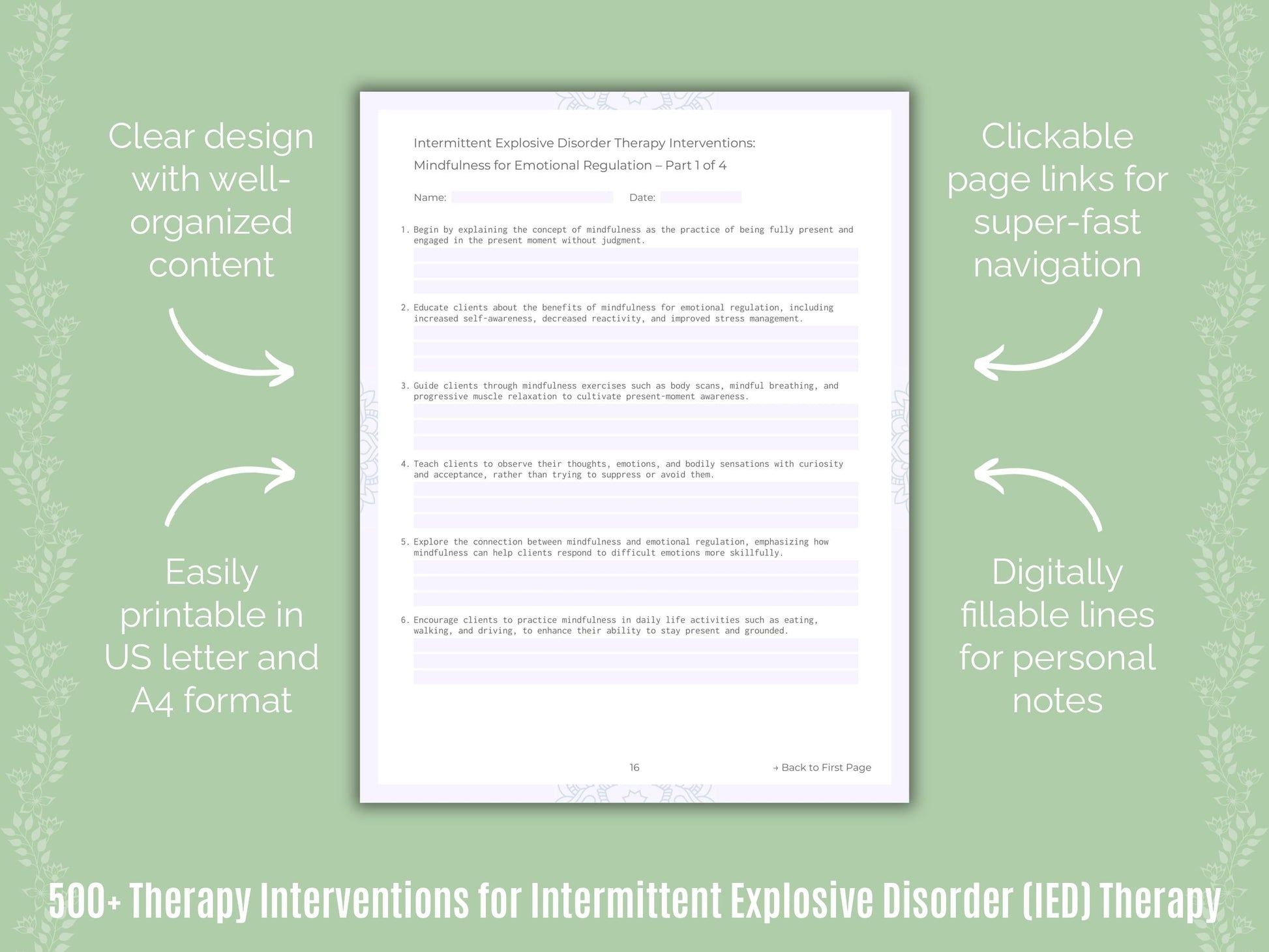 Intermittent Explosive Disorder (IED) Therapy Counseling Templates