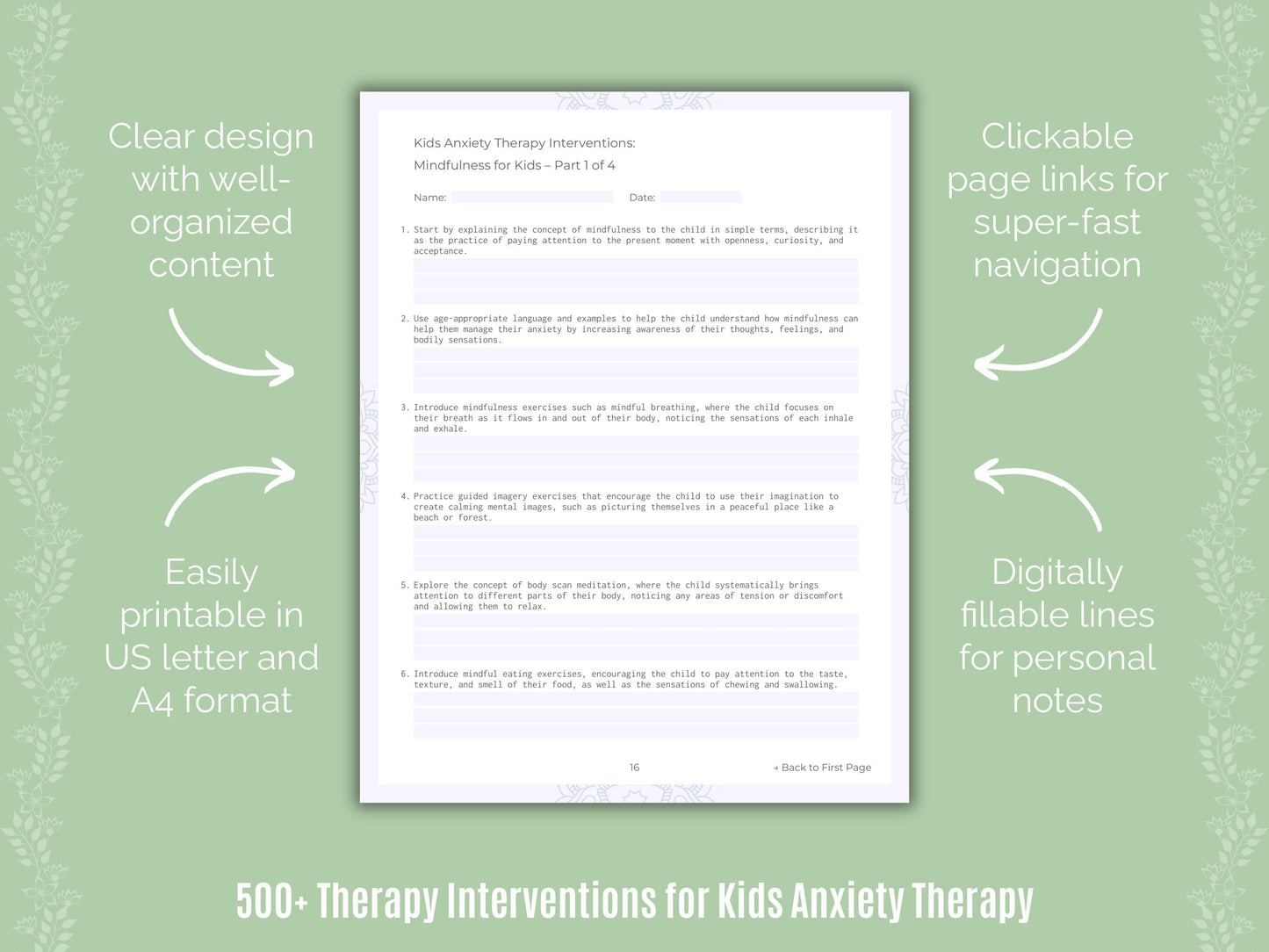 Kids Anxiety Therapy Counseling Templates