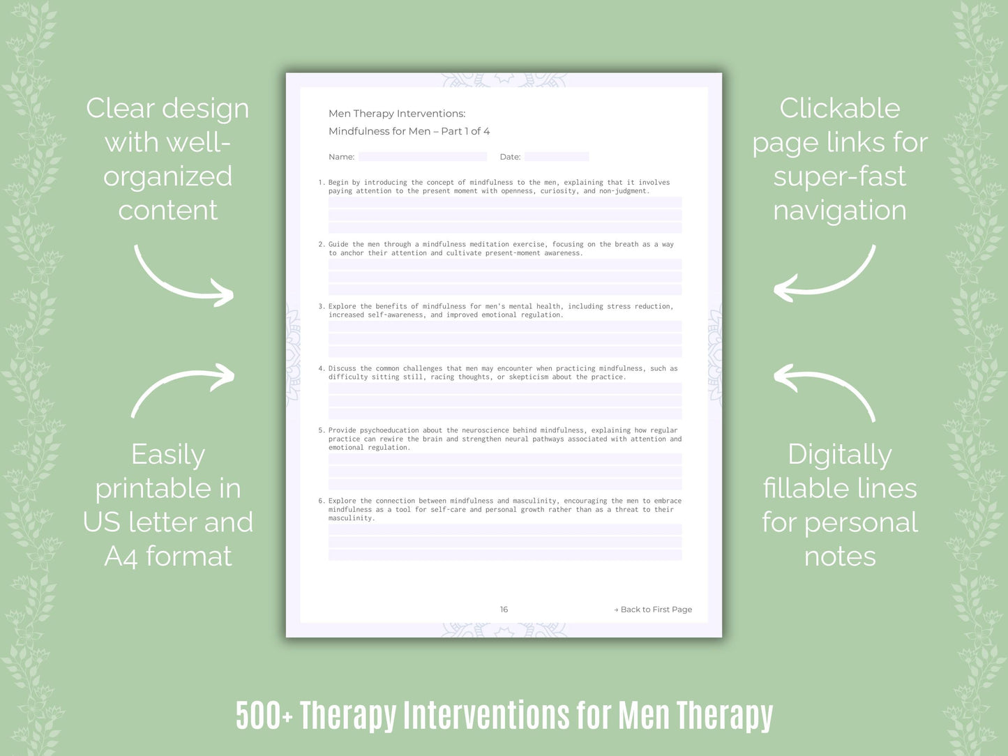 Men Therapy Counseling Templates