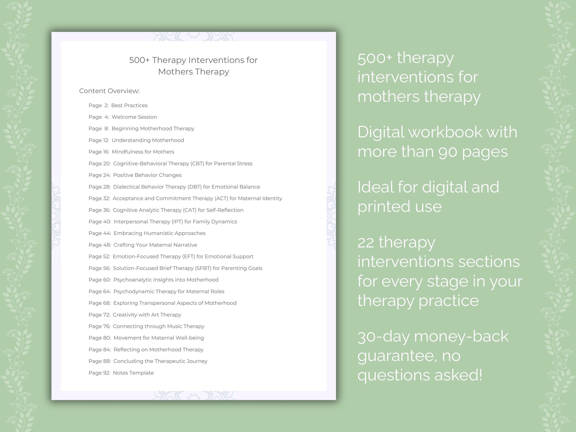 Mothers Therapy Therapist Worksheets