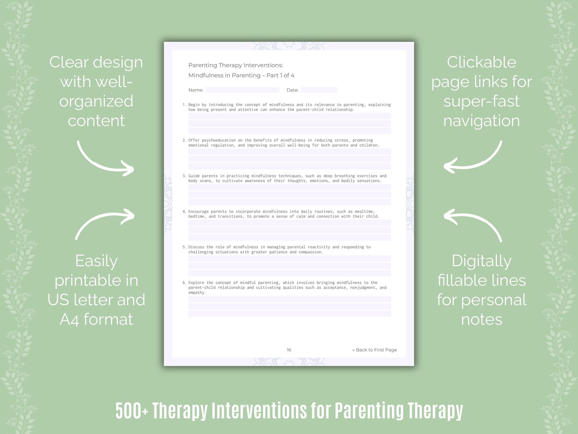 Parenting Therapy Counseling Templates