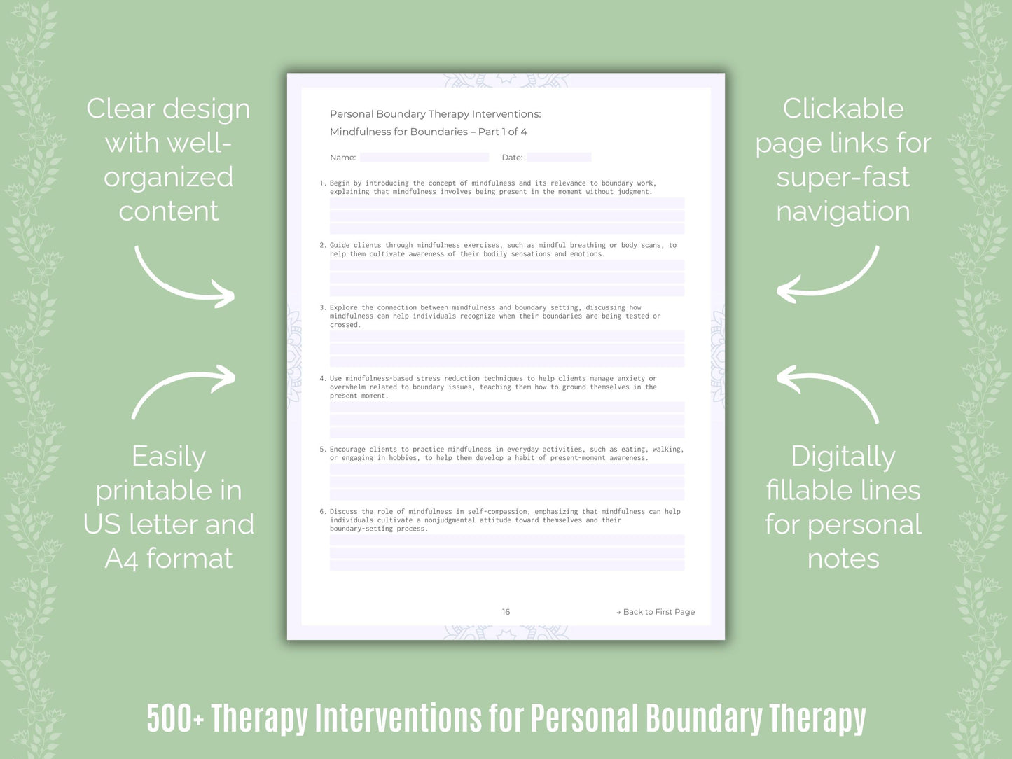 Personal Boundary Therapy Counseling Templates
