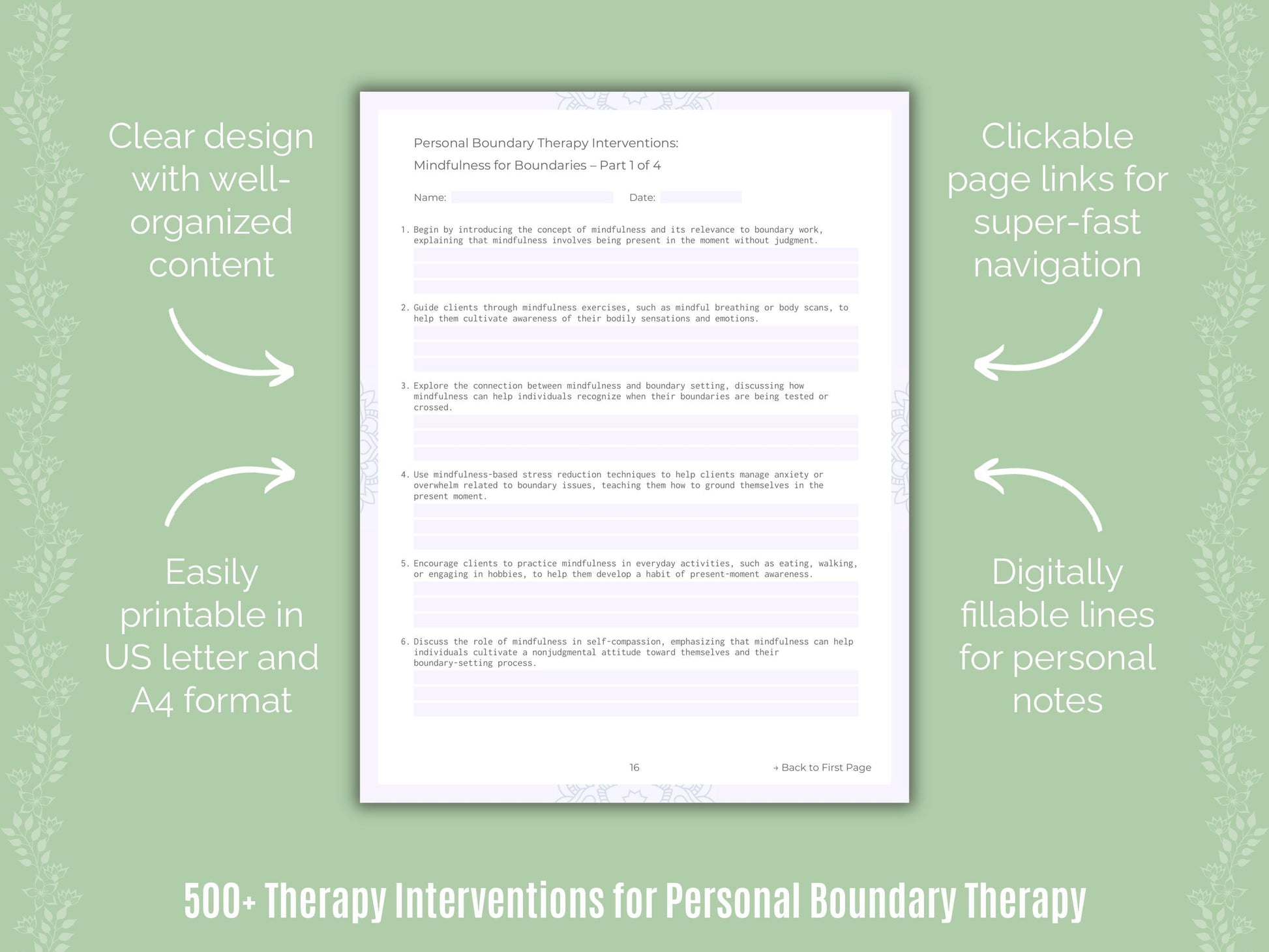 Personal Boundary Therapy Counseling Templates