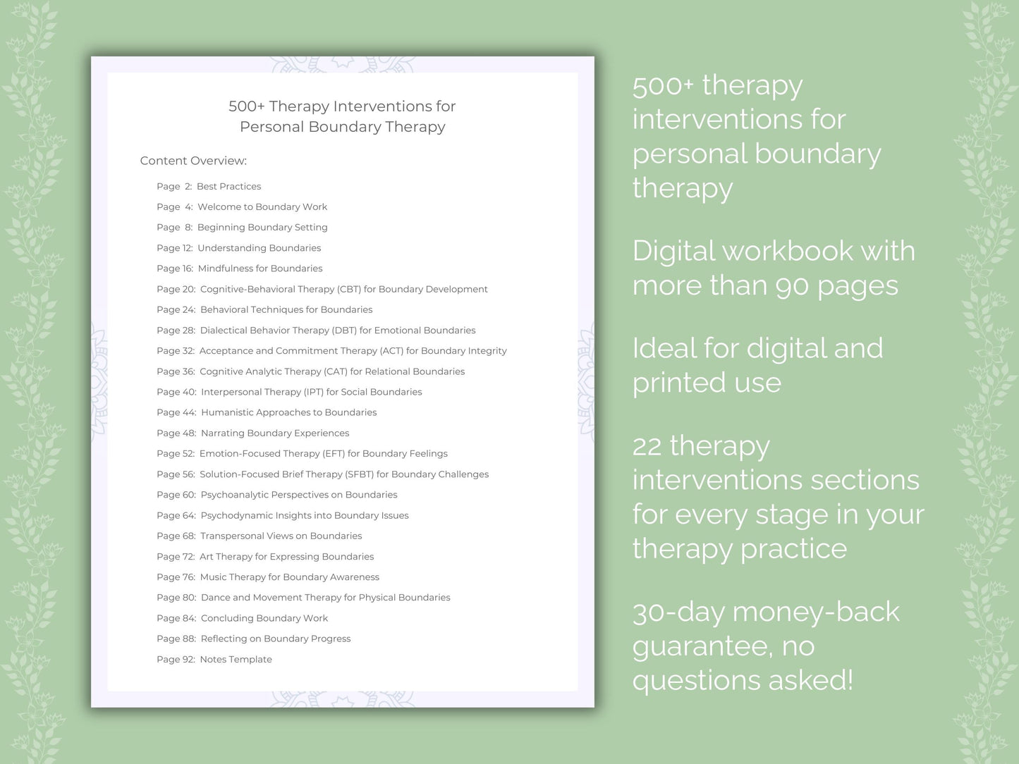 Personal Boundary Therapy Therapist Worksheets