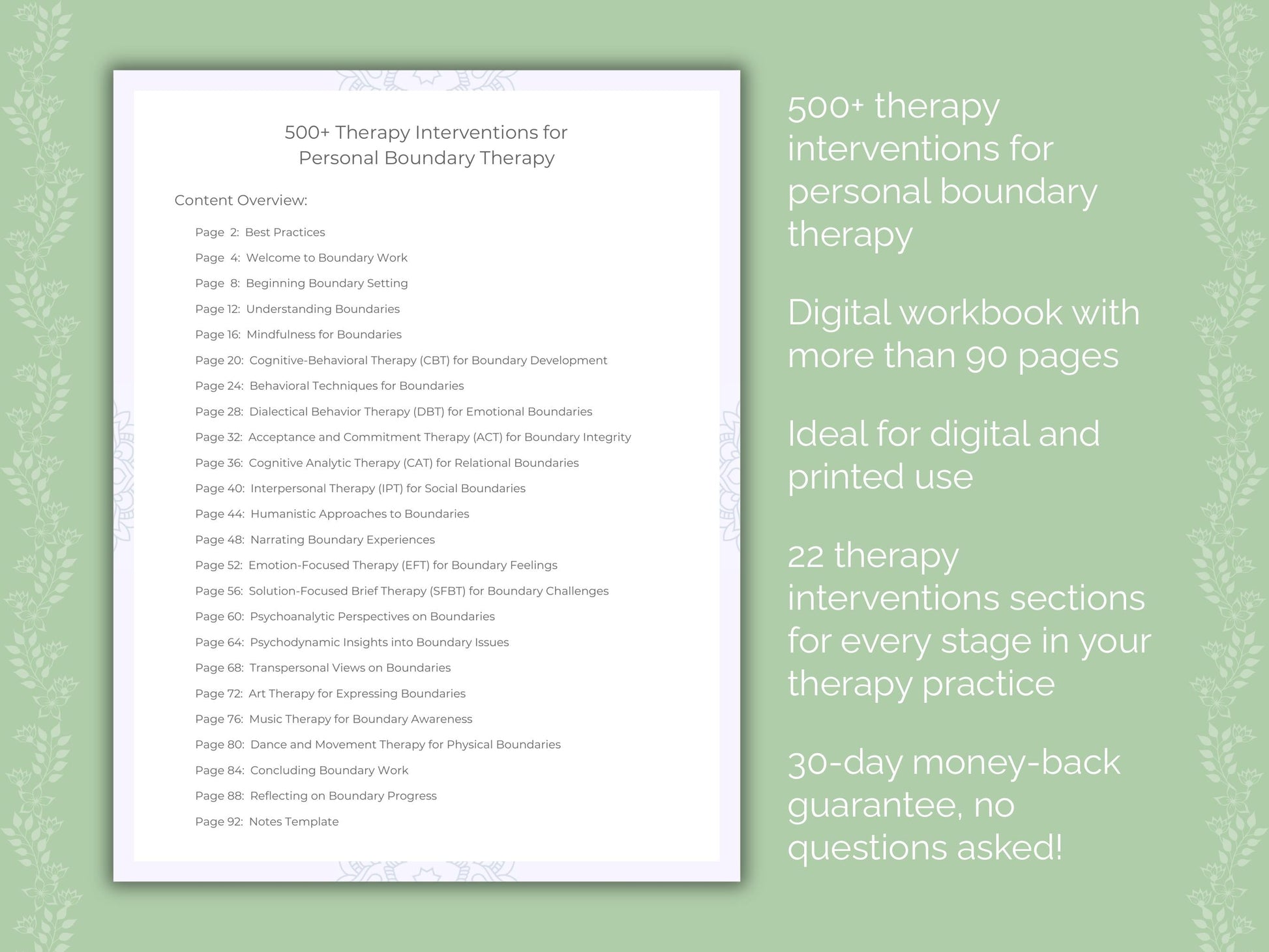 Personal Boundary Therapy Therapist Worksheets