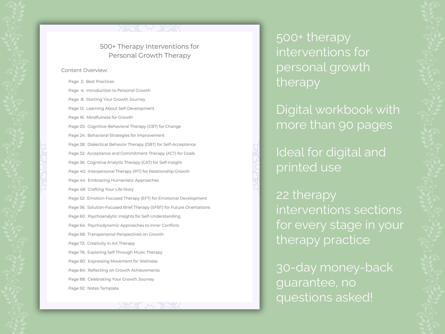 Personal Growth Therapy Therapist Worksheets