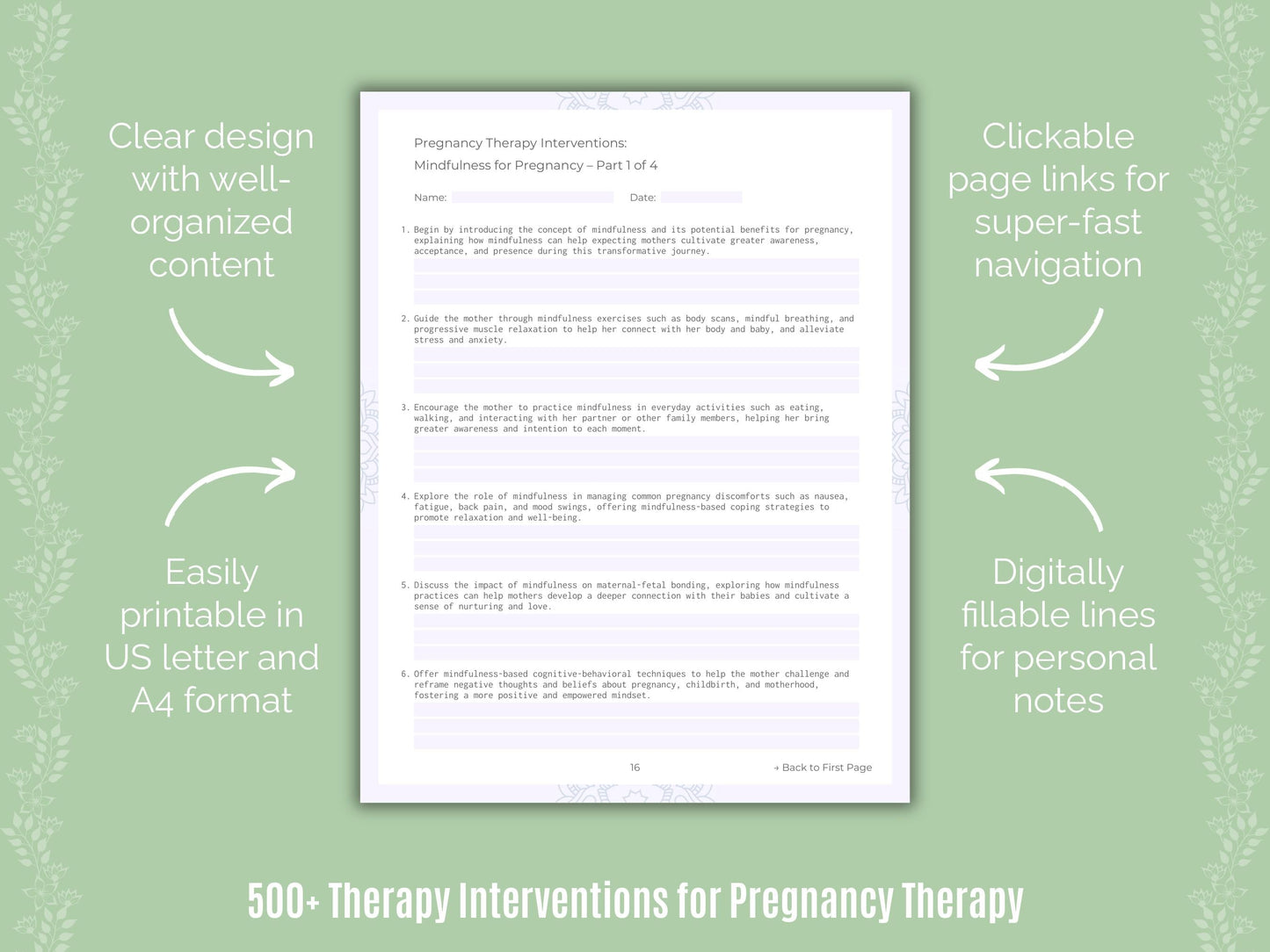 Pregnancy Therapy Counseling Templates