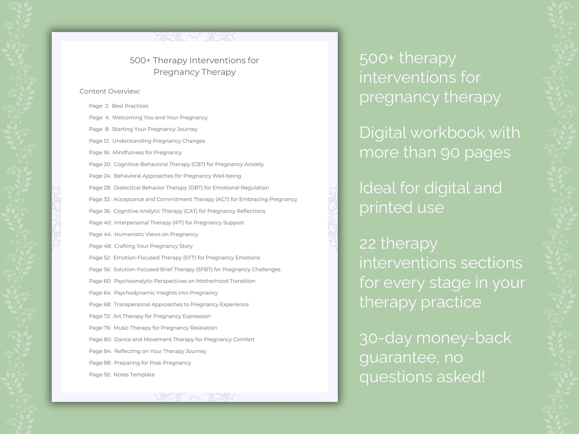 Pregnancy Therapy Therapist Worksheets