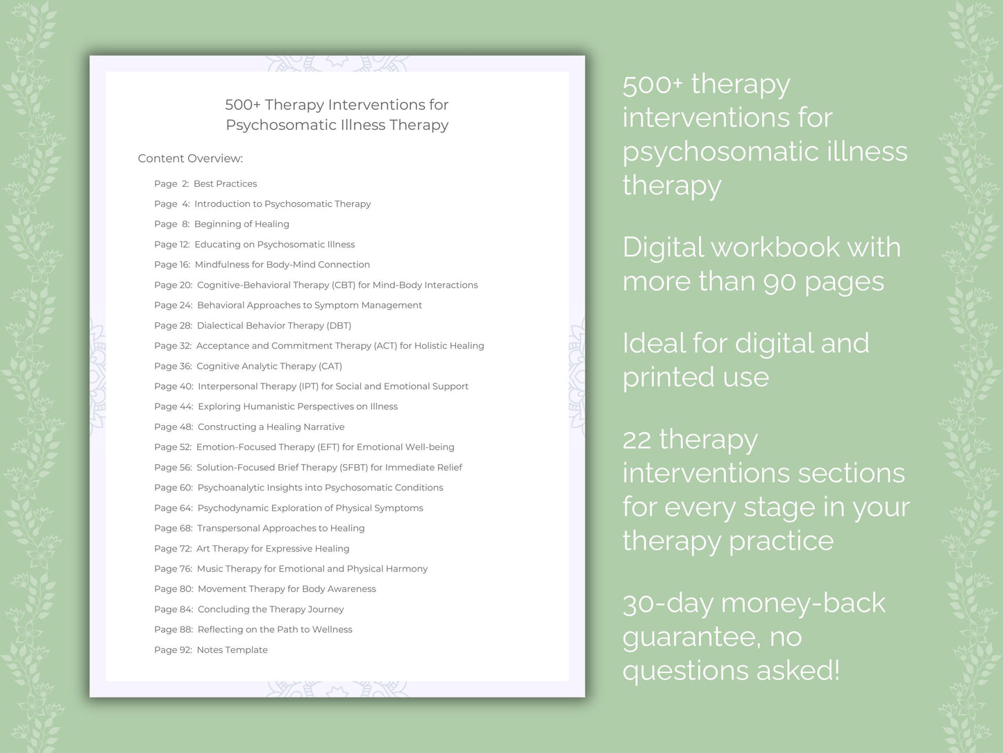 Psychosomatic Illness Therapy Therapist Worksheets