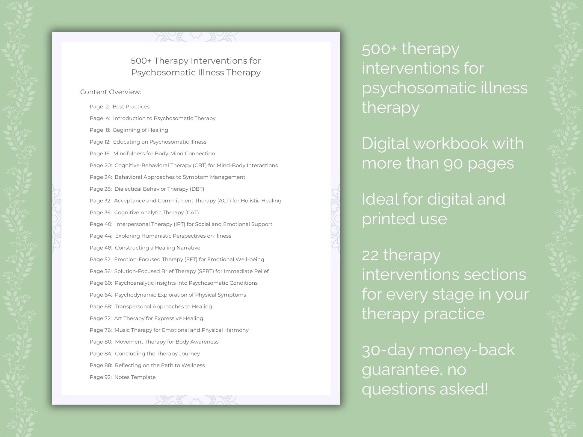 Psychosomatic Illness Therapy Therapist Worksheets