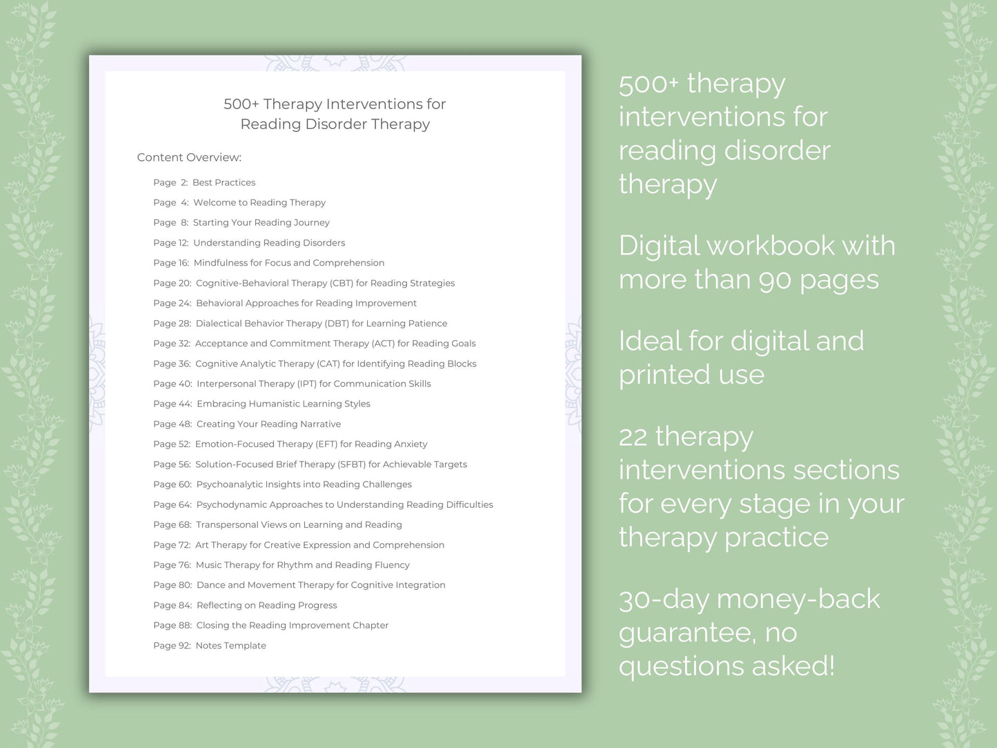 Reading Disorder Therapy Therapist Worksheets