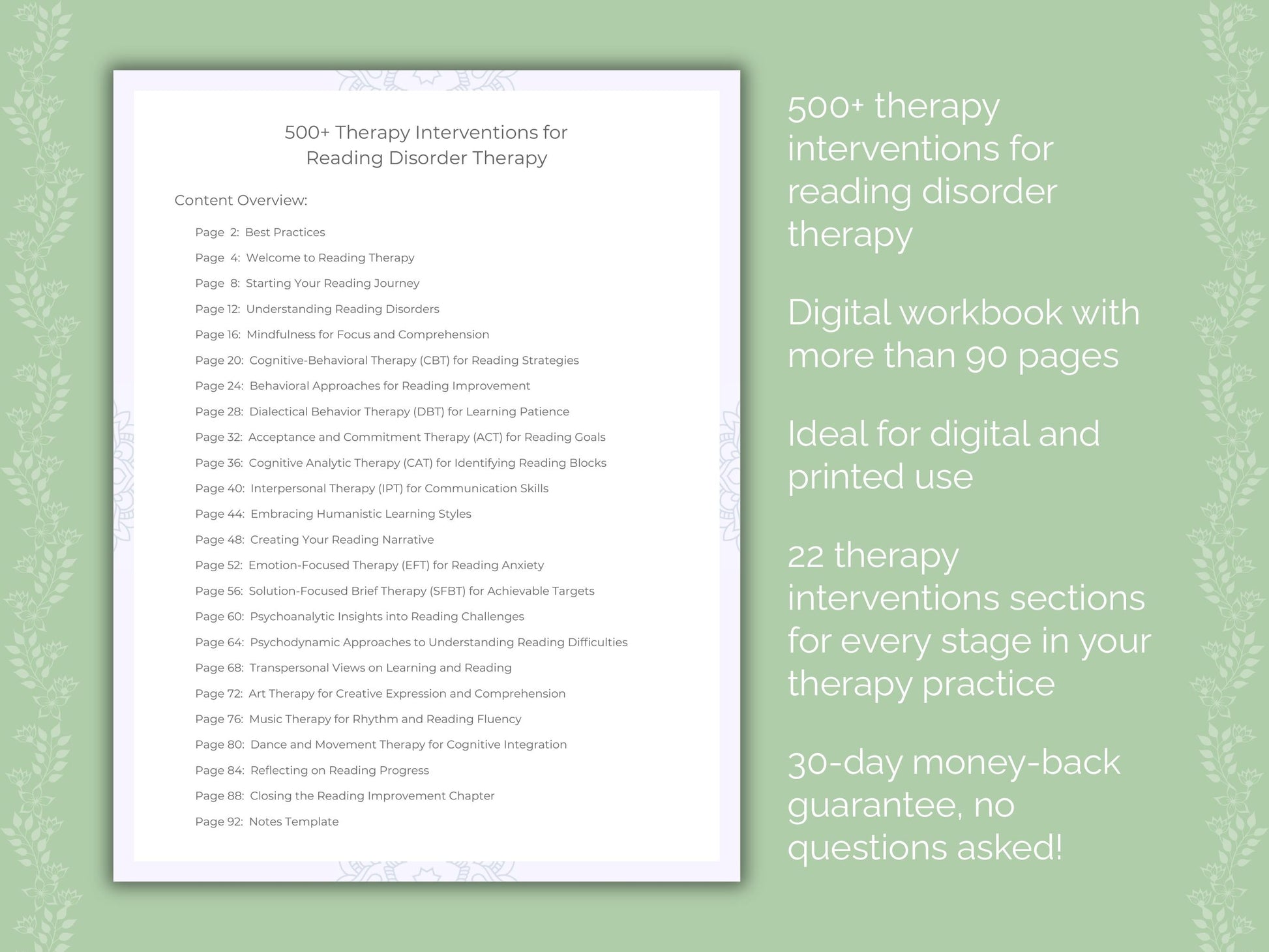 Reading Disorder Therapy Therapist Worksheets