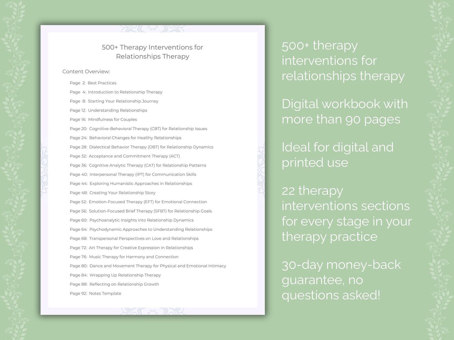 Relationships Therapy Therapist Worksheets