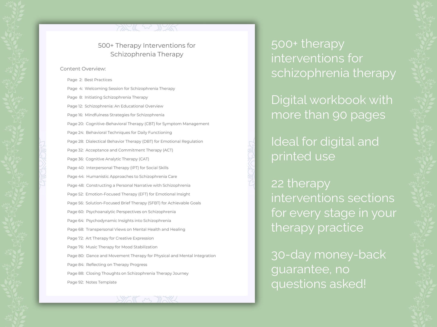 Schizophrenia Therapy Therapist Worksheets