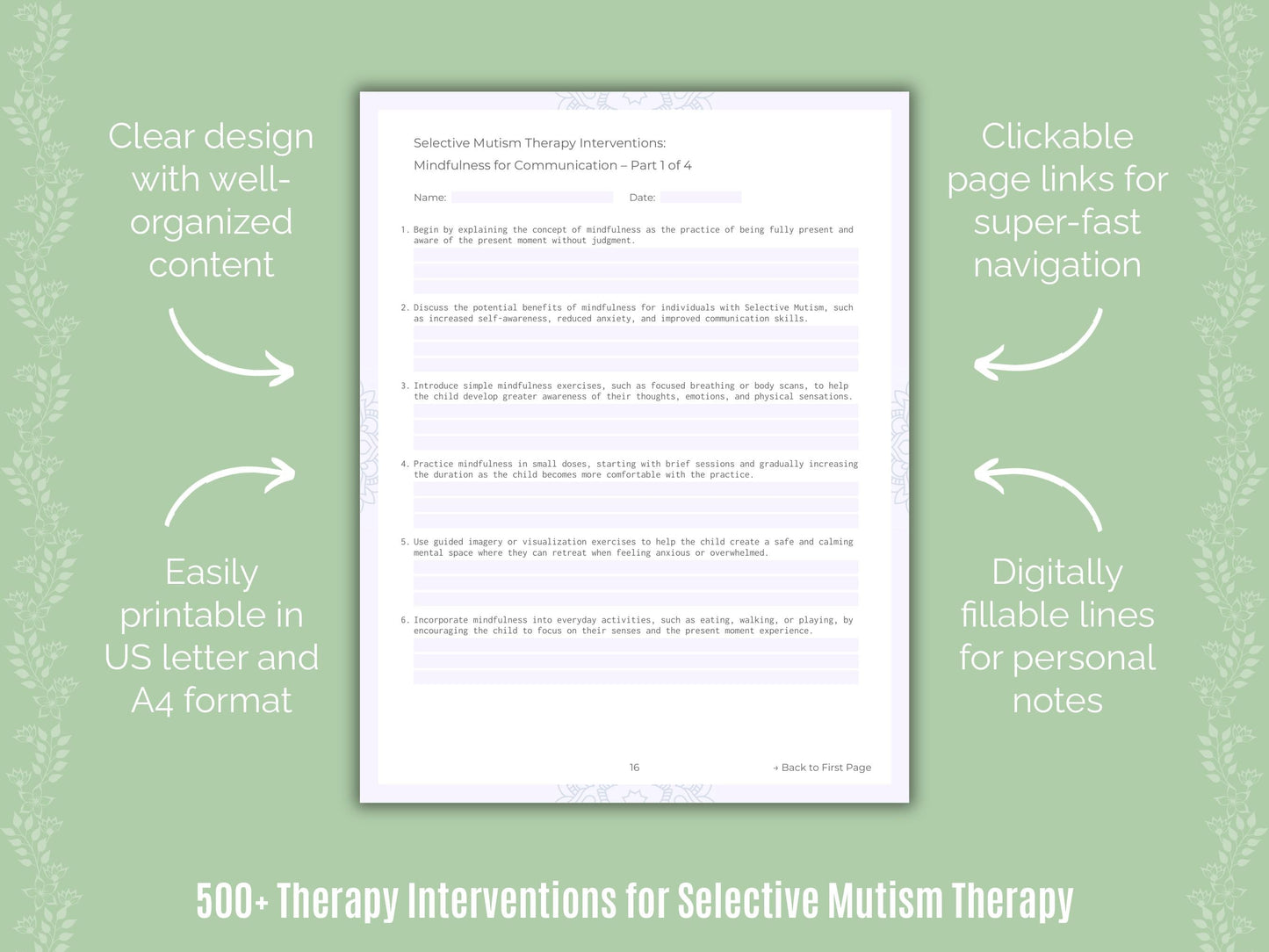 Selective Mutism Therapy Counseling Templates