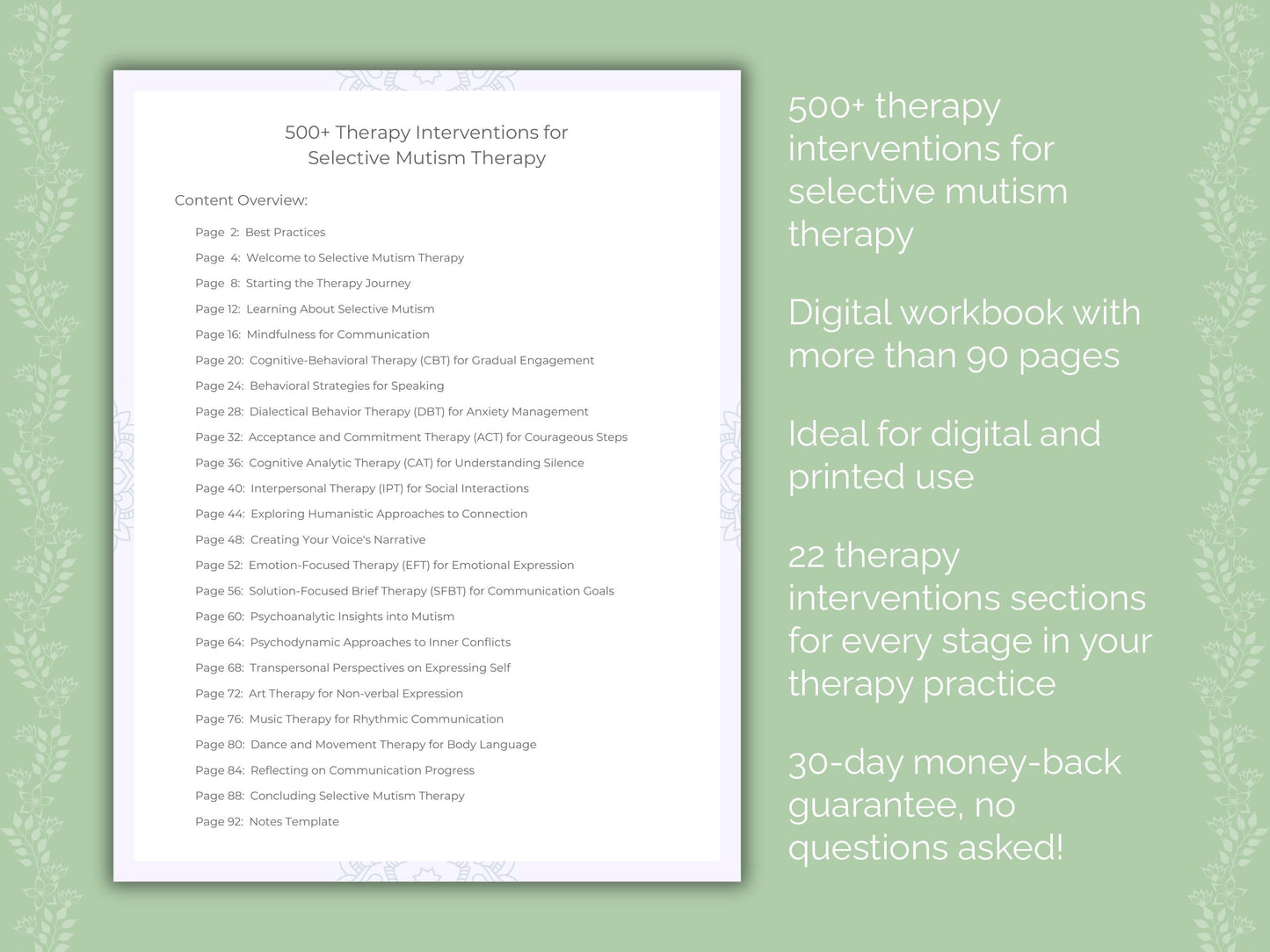 Selective Mutism Therapy Therapist Worksheets