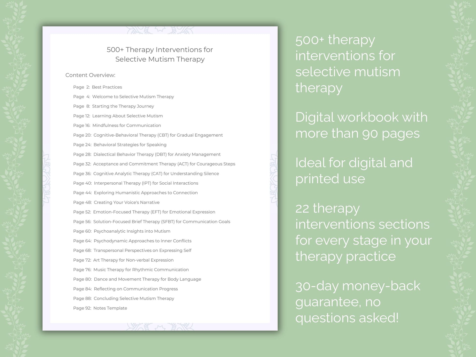 Selective Mutism Therapy Therapist Worksheets