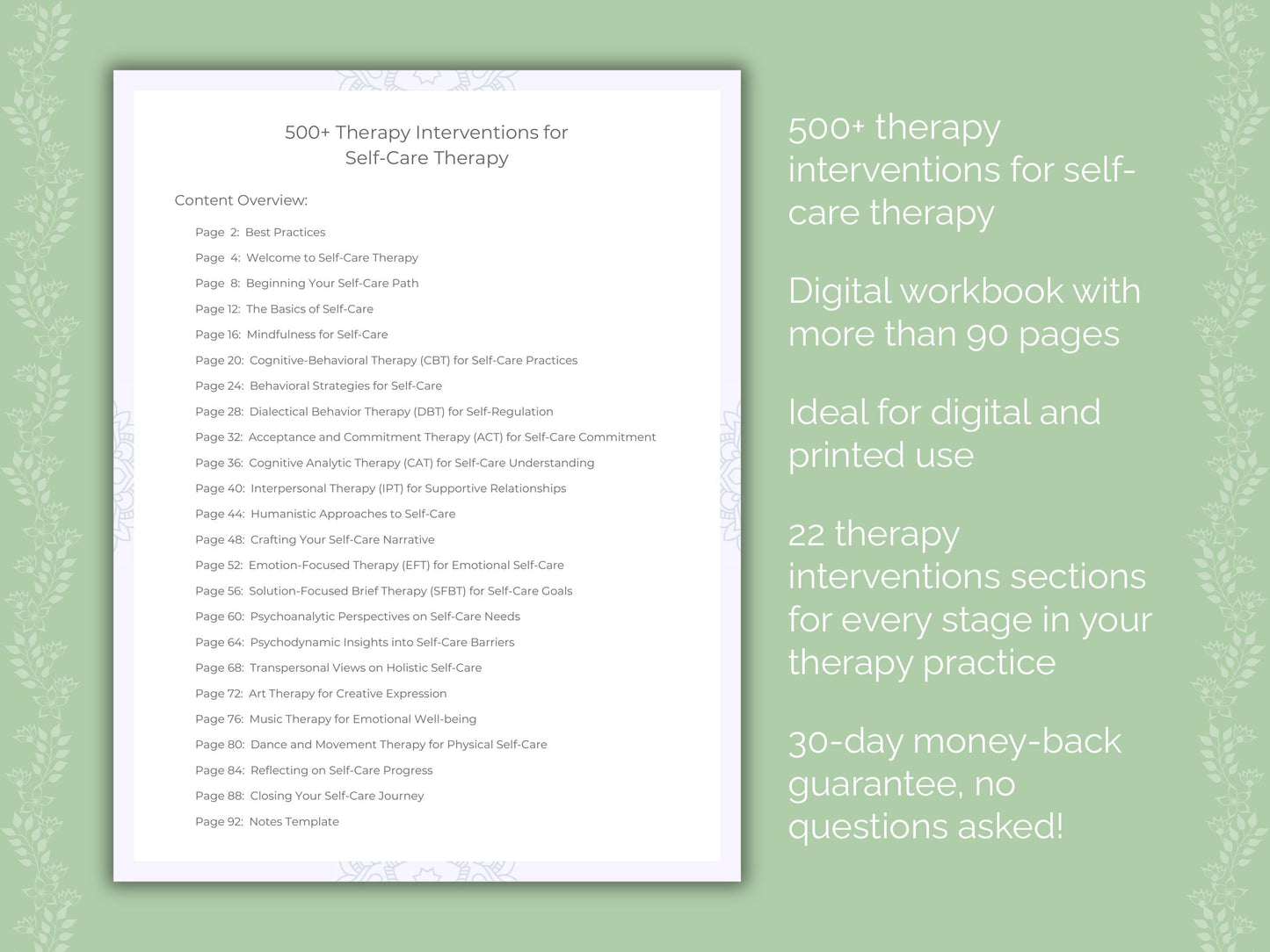 Self-Care Therapy Therapist Worksheets