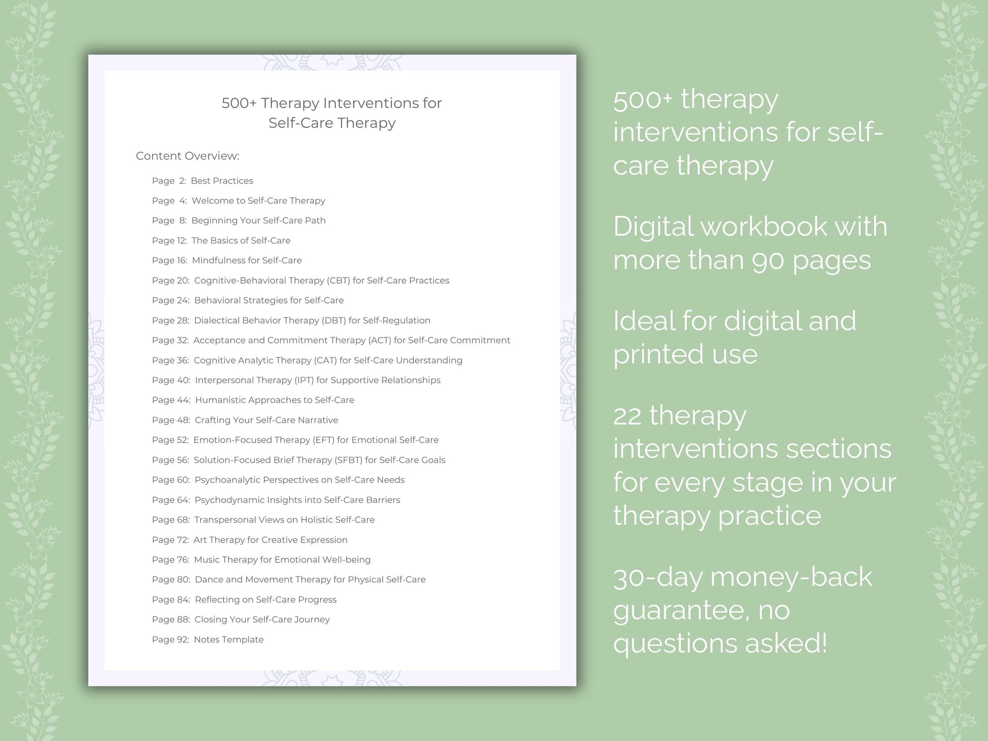 Self-Care Therapy Therapist Worksheets