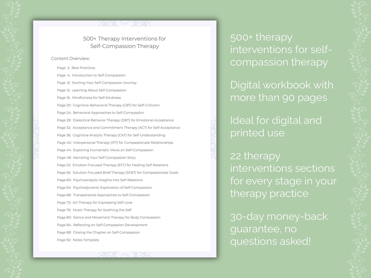 Self-Compassion Therapy Therapist Worksheets