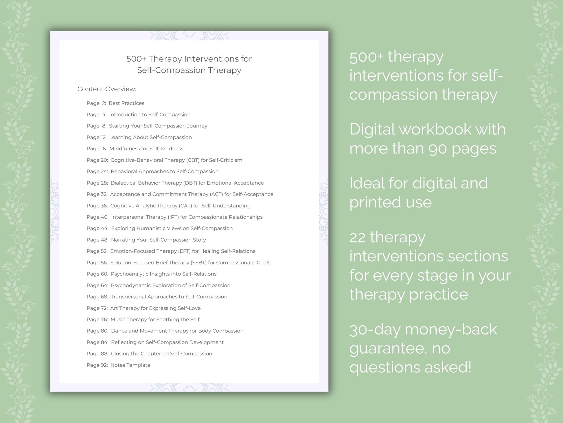 Self-Compassion Therapy Therapist Worksheets