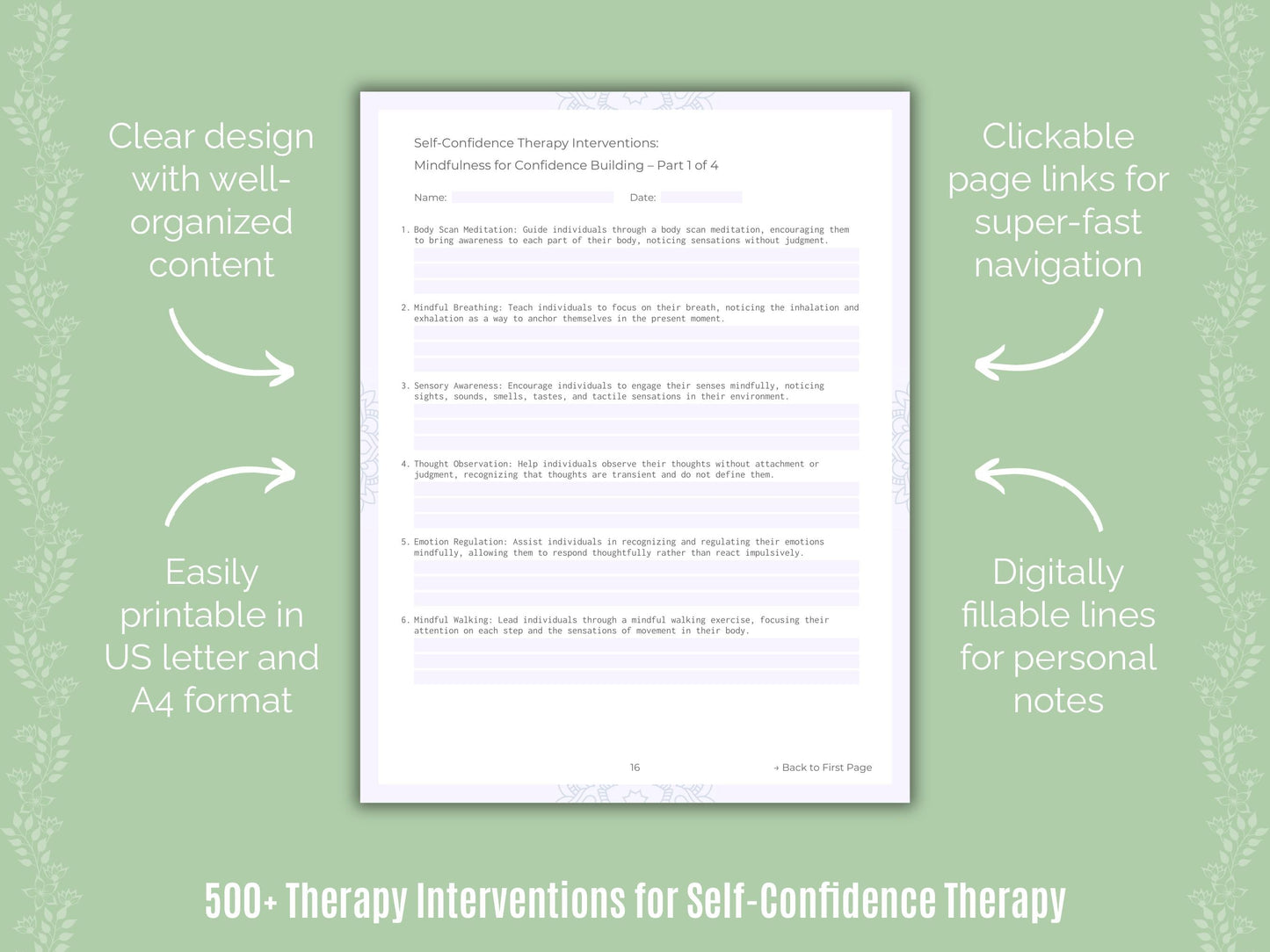 Self-Confidence Therapy Counseling Templates