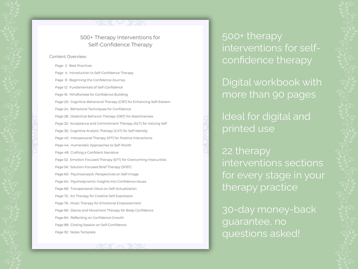 Self-Confidence Therapy Therapist Worksheets