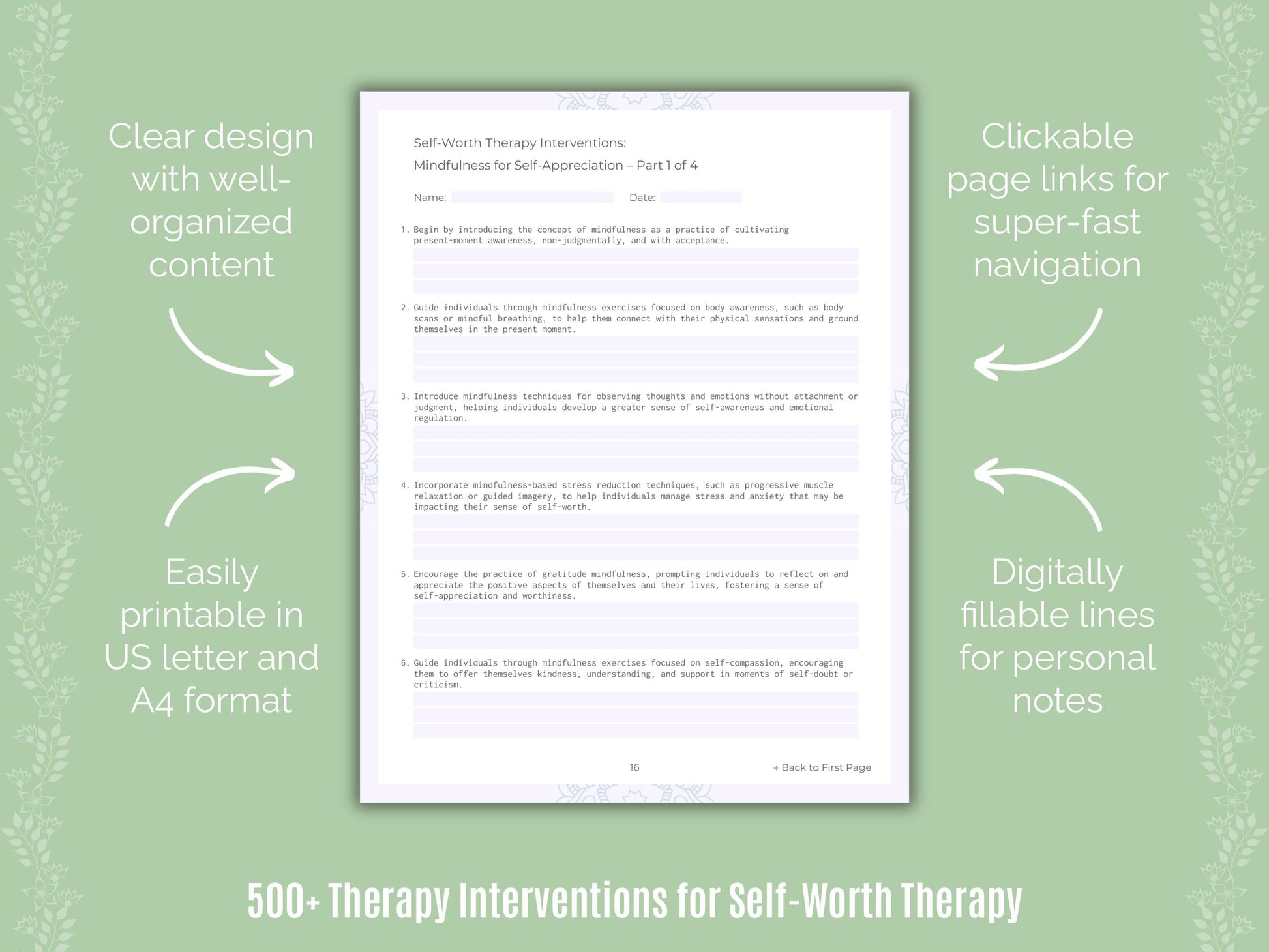 Self-Worth Therapy Counseling Templates